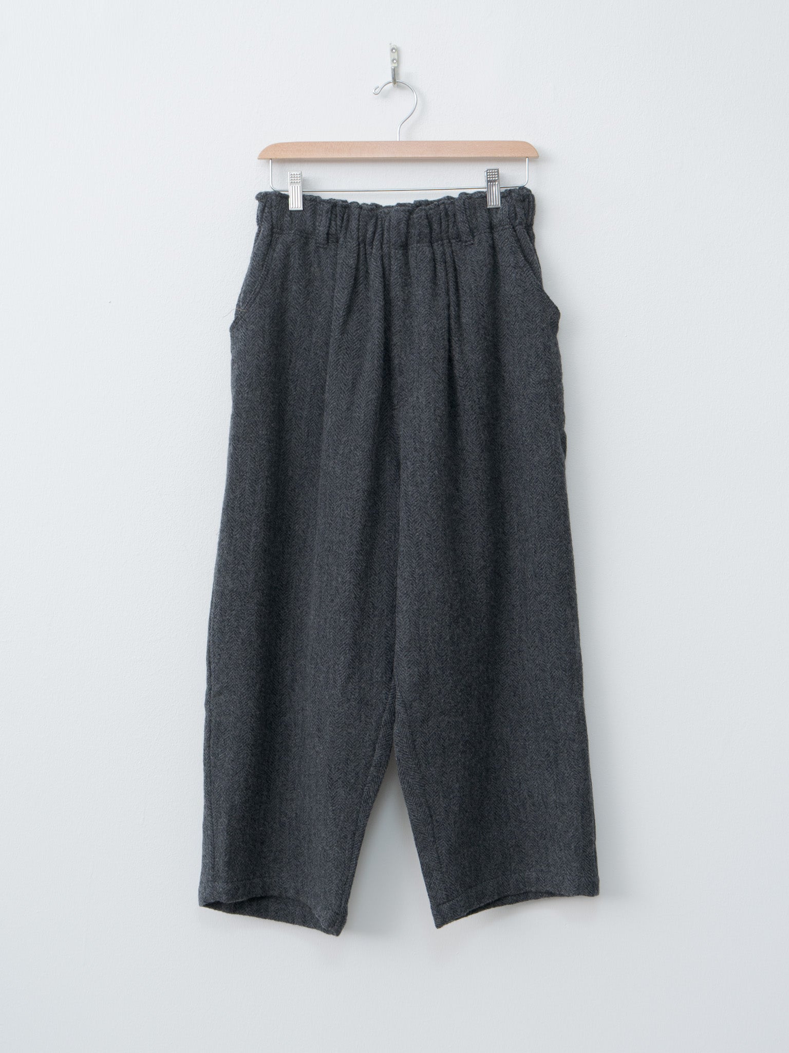 Namu Shop - Ichi Antiquites Wool Herringbone Pants - Black