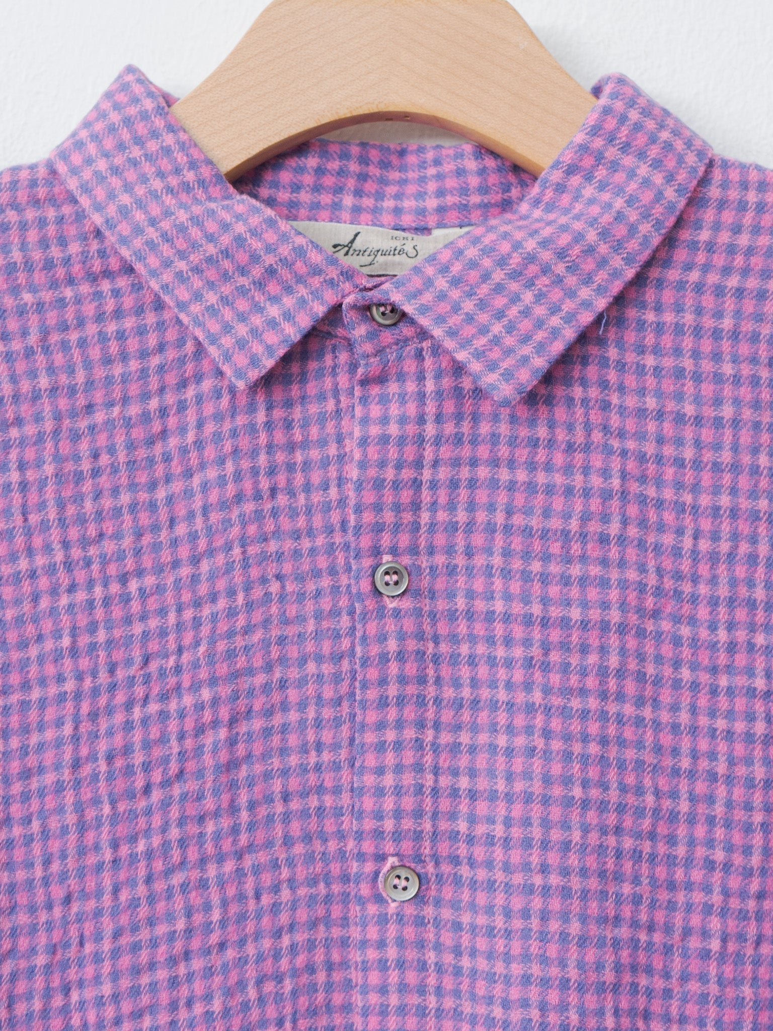 Namu Shop - Ichi Antiquites W/C Gingham Shirt - Pink x Blue