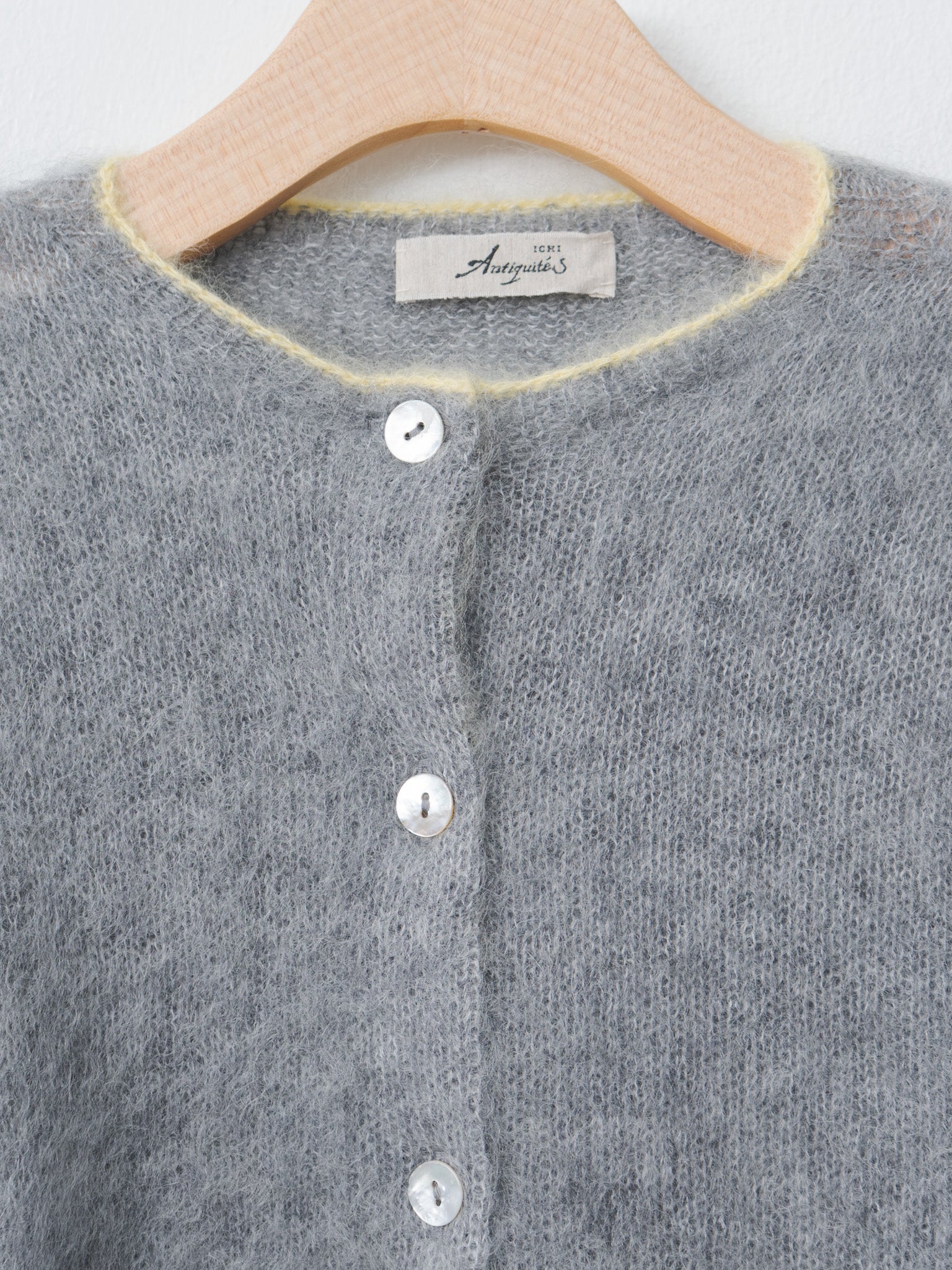 Namu Shop - Ichi Antiquites Mohair Cardigan - Gray x Yellow