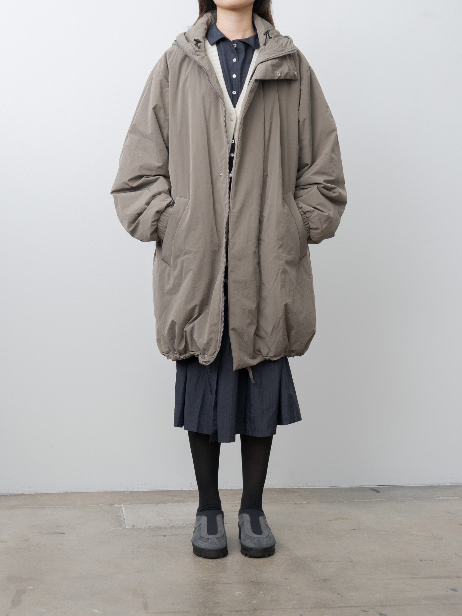 Namu Shop - ssstein Oversized Padded Hoodie Coat - Taupe