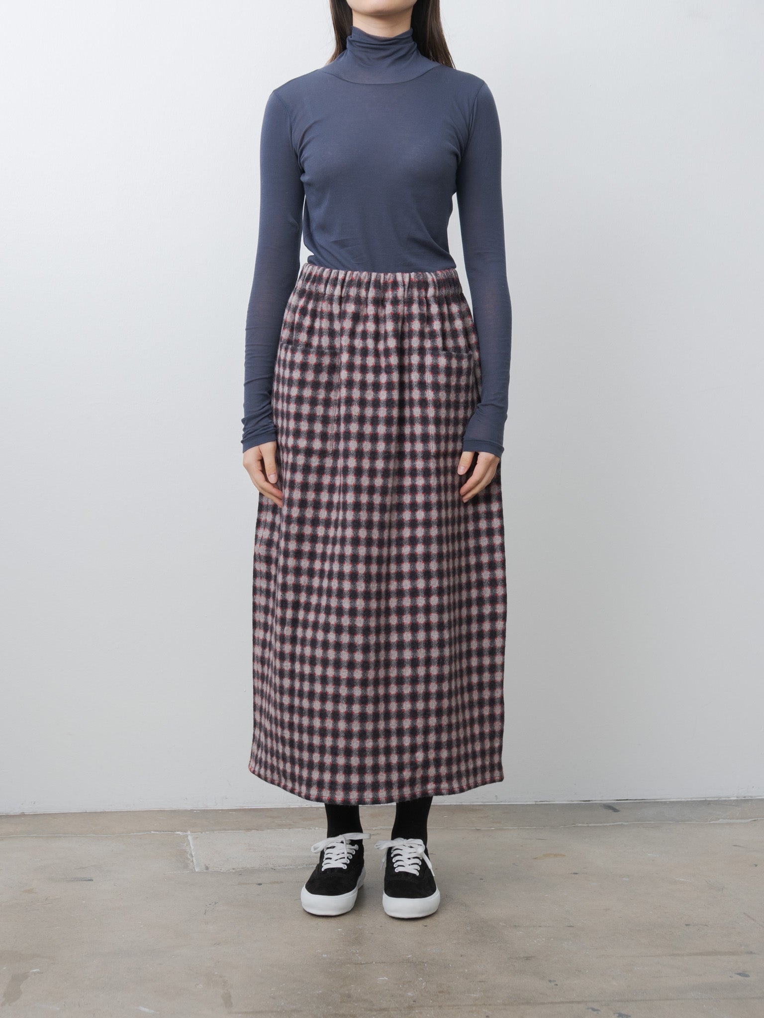 Namu Shop - Eleph Gooi Skirt - Burgundy Check