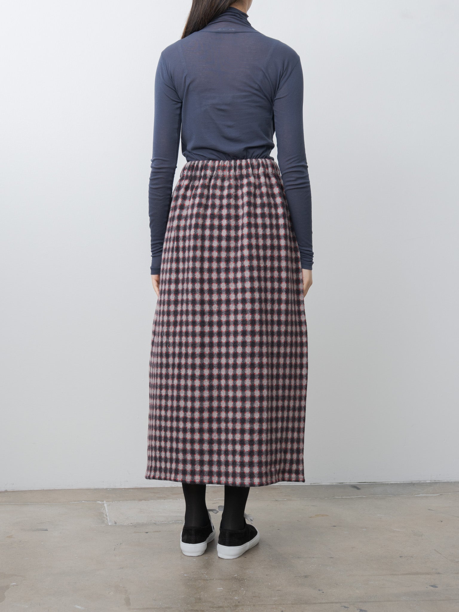 Namu Shop - Eleph Gooi Skirt - Burgundy Check