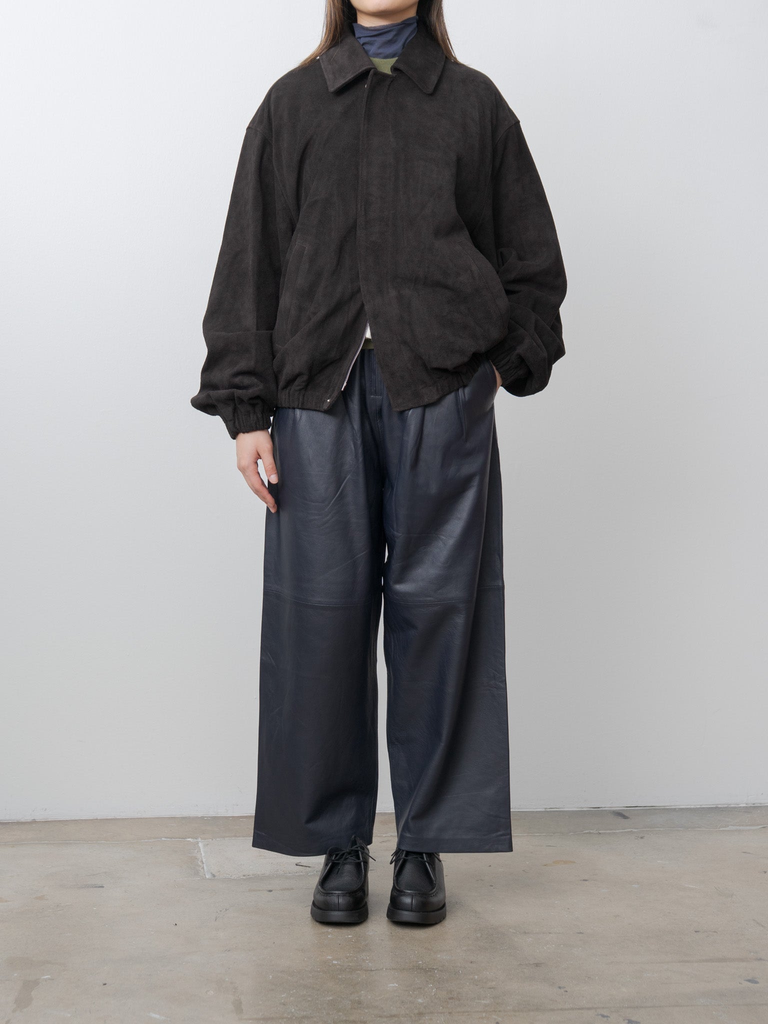 Namu Shop - ssstein Suede Zip Short Jacket - Dark Brown