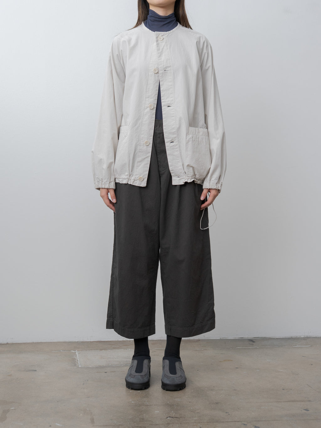 Namu Shop - Veritecoeur Vegetable Dyed Yoke Shirt - Ice Gray