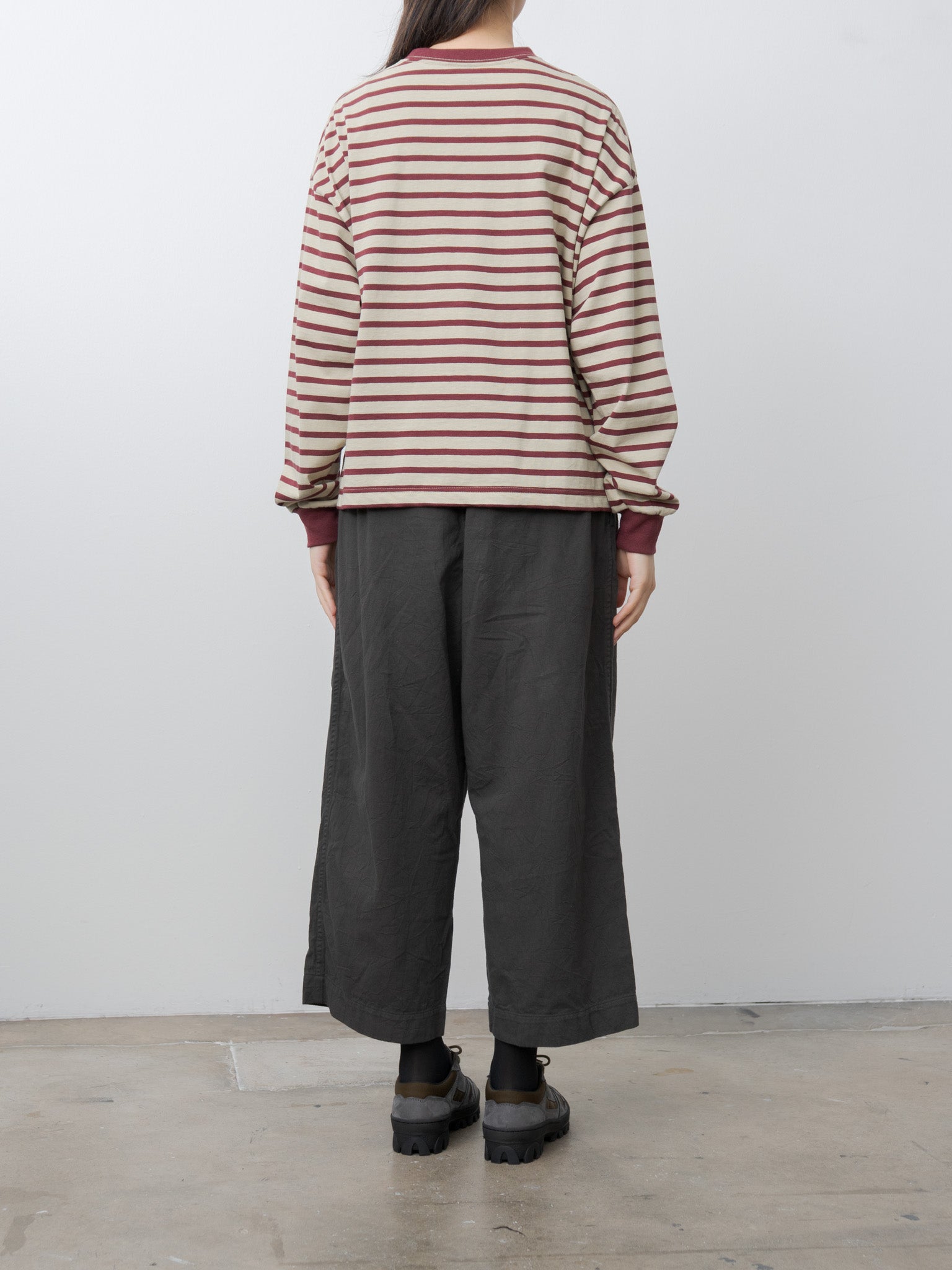Namu Shop - Veritecoeur Cotton Border L/S - Beige x Bordeaux