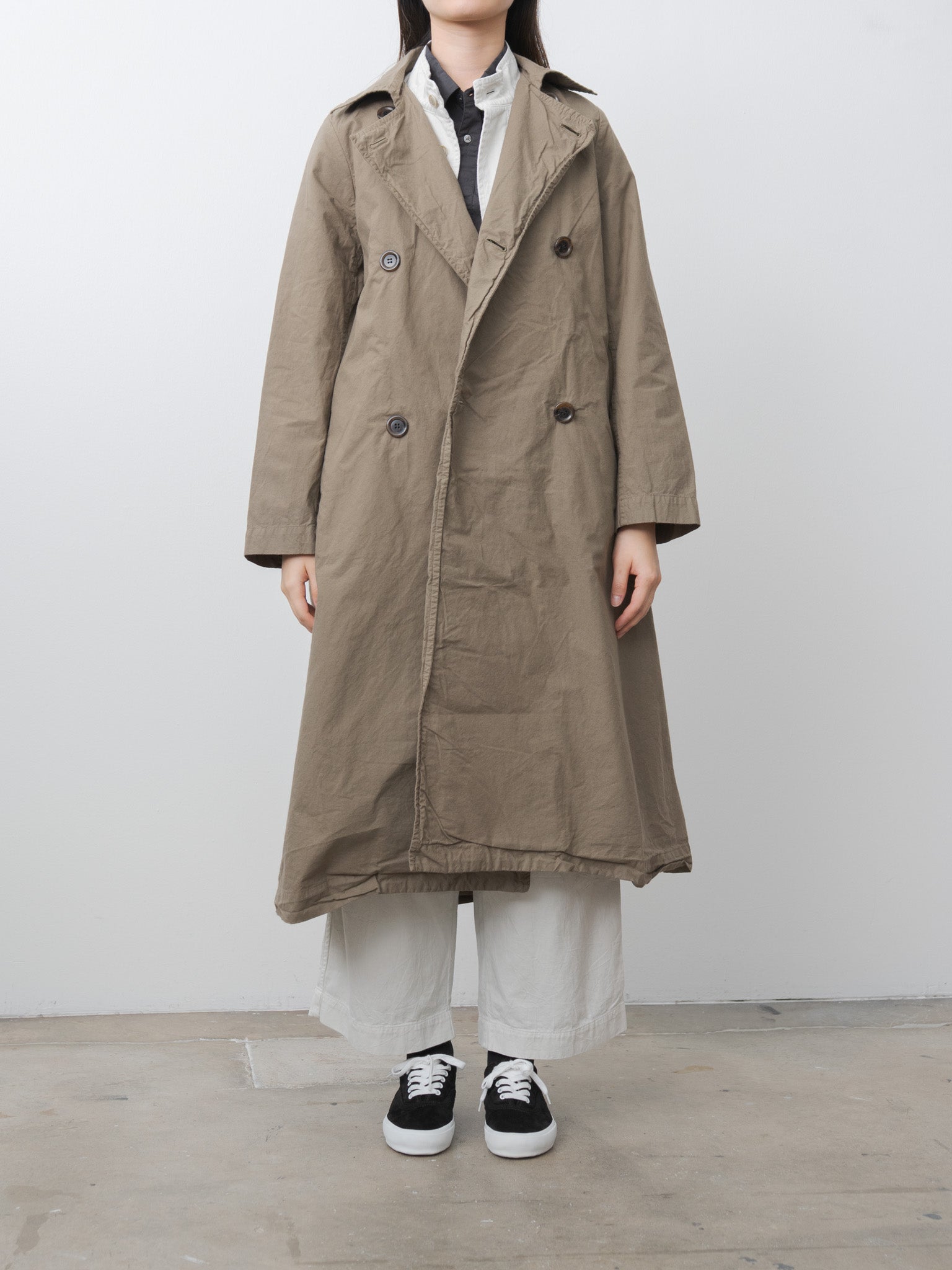 Namu Shop - Veritecoeur Double Button Coat - Khaki Olive