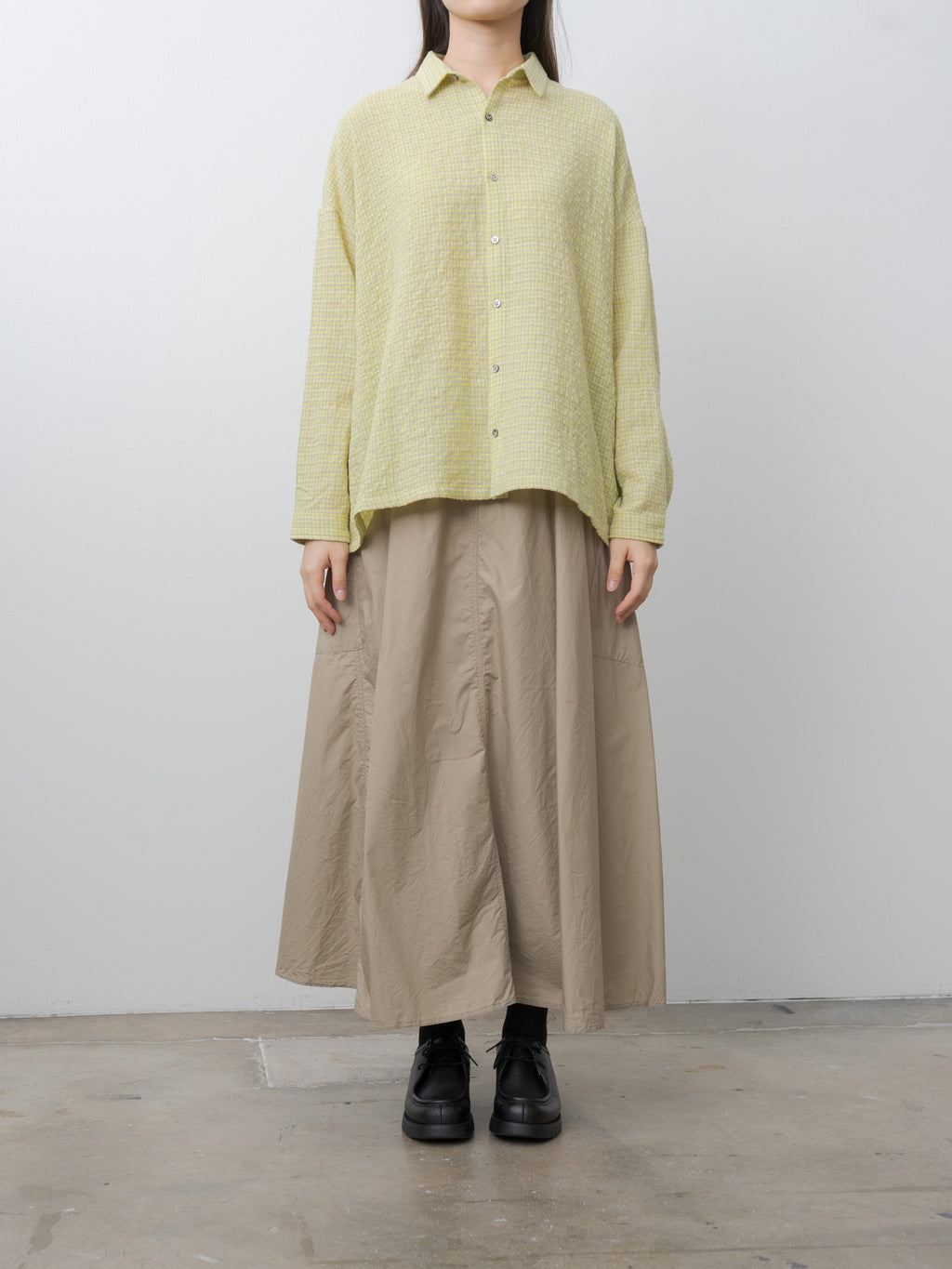 Namu Shop - Ichi Antiquites W/C Gingham Shirt - Yellow x Gray