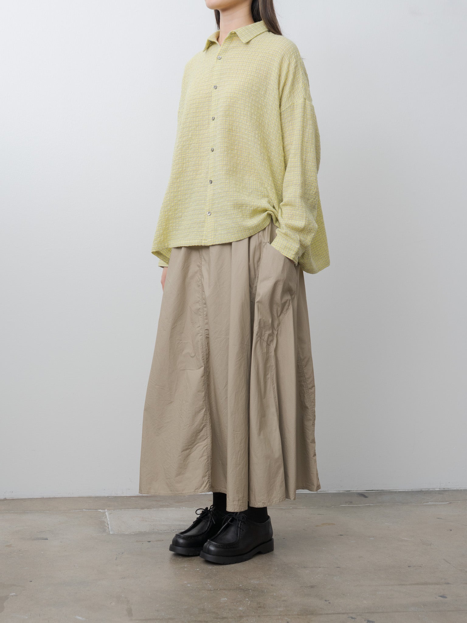 Namu Shop - Ichi Antiquites W/C Gingham Shirt - Yellow x Gray