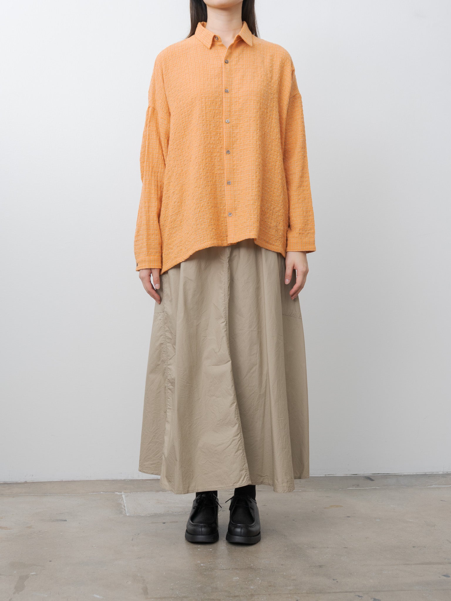 Namu Shop - Ichi Antiquites W/C Gingham Shirt - Orange x Mocha