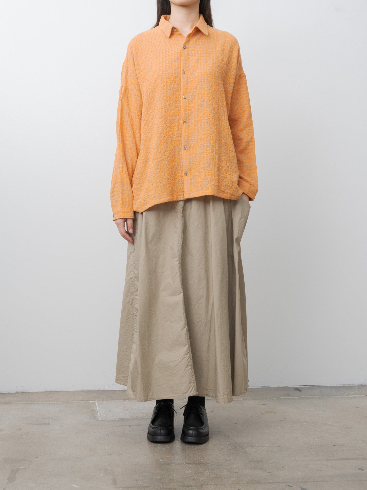 Namu Shop - Ichi Antiquites W/C Gingham Shirt - Orange x Mocha