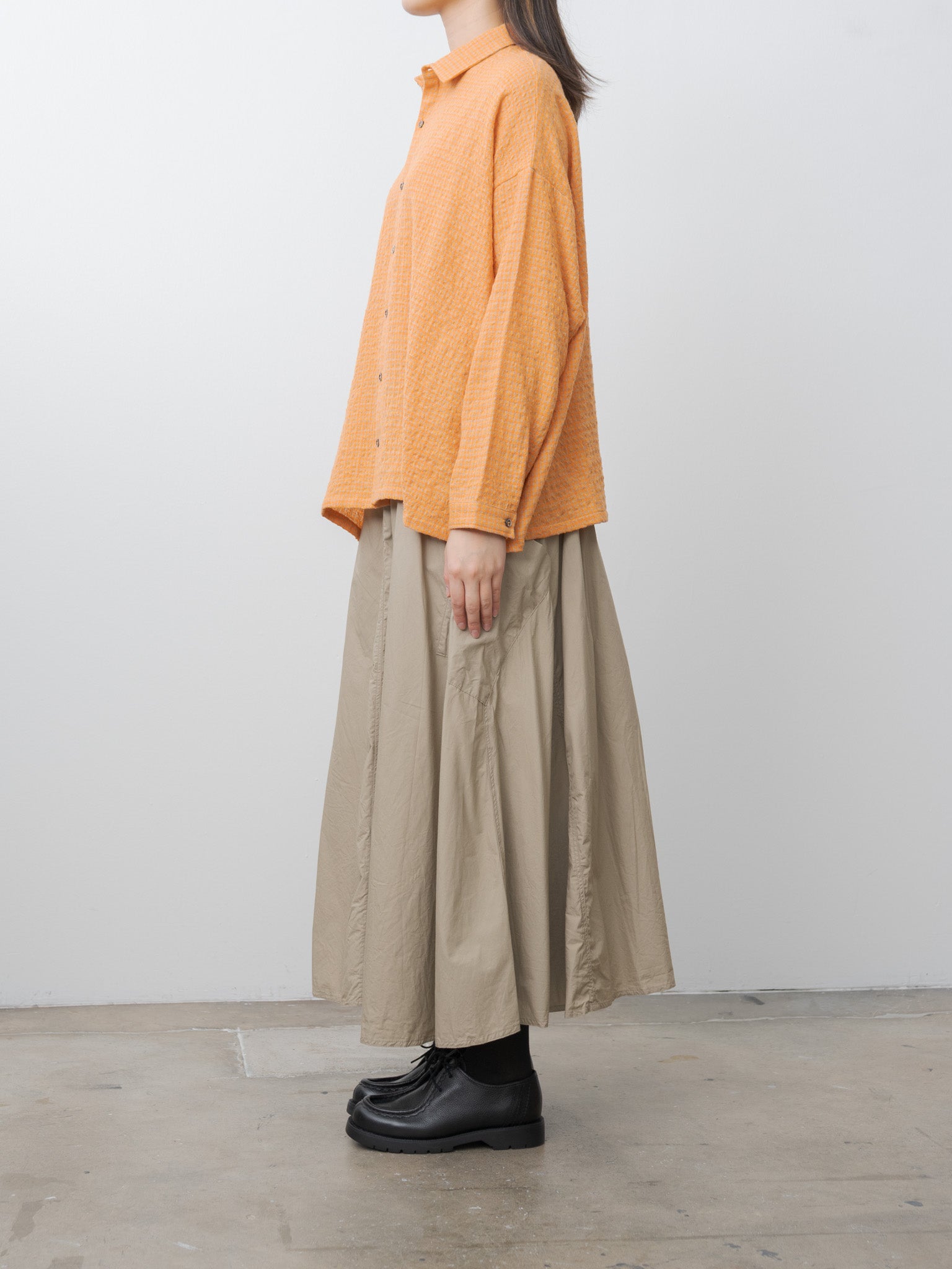 Namu Shop - Ichi Antiquites W/C Gingham Shirt - Orange x Mocha