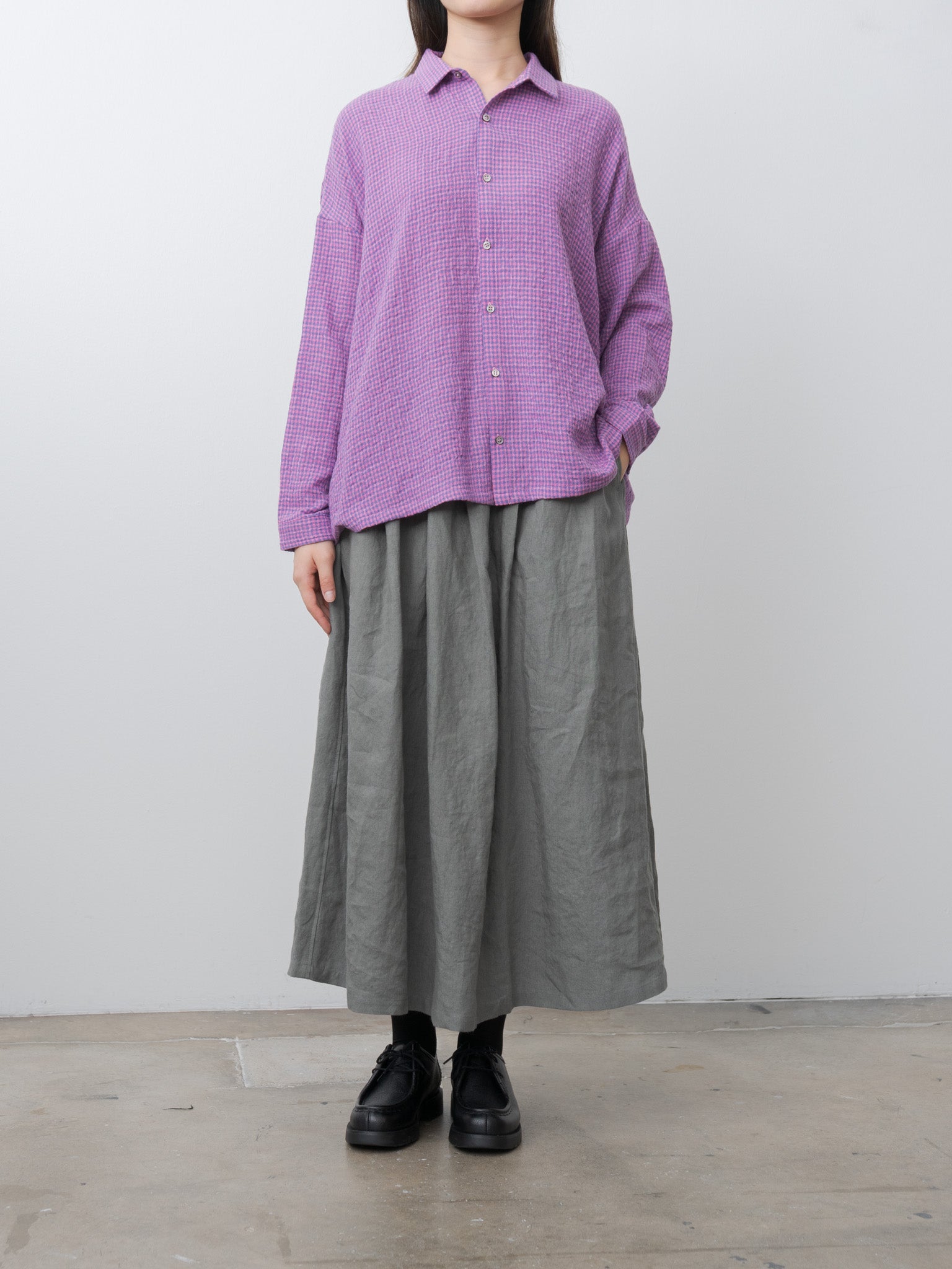 Namu Shop - Ichi Antiquites W/C Gingham Shirt - Pink x Blue