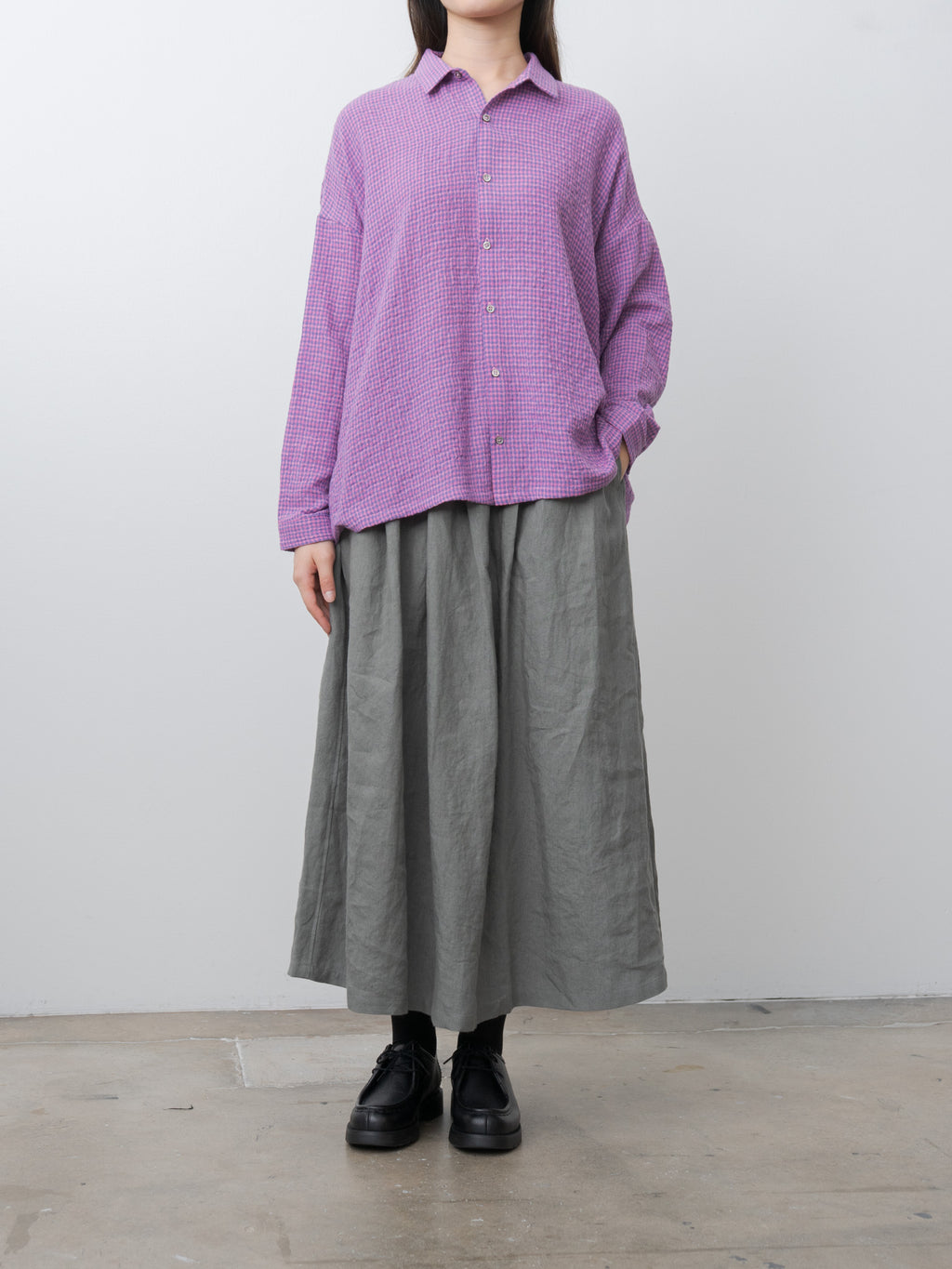 Namu Shop - Ichi Antiquites Linen Skirt - Khaki