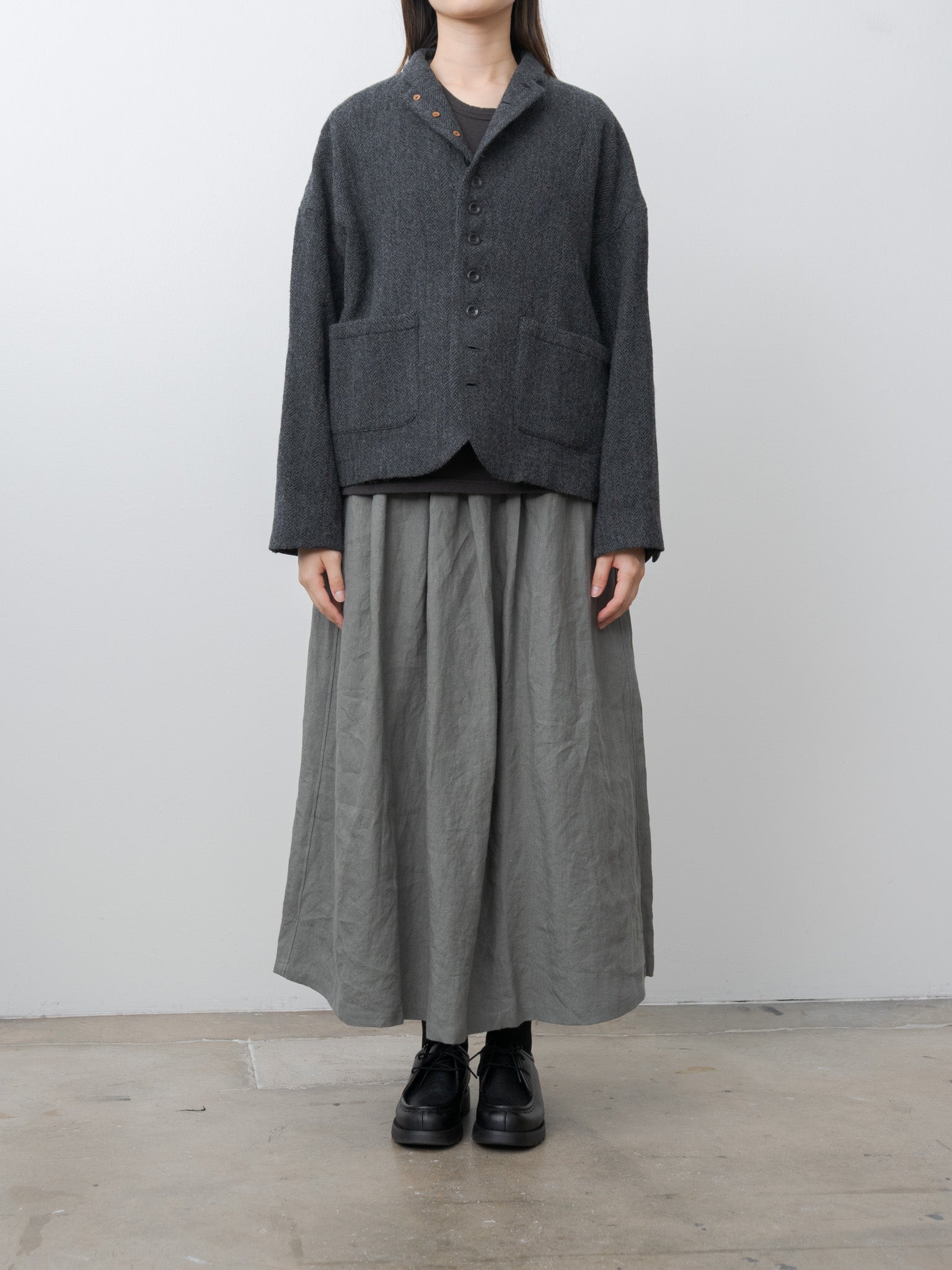 Namu Shop - Ichi Antiquites Wool Herringbone Jacket - Black