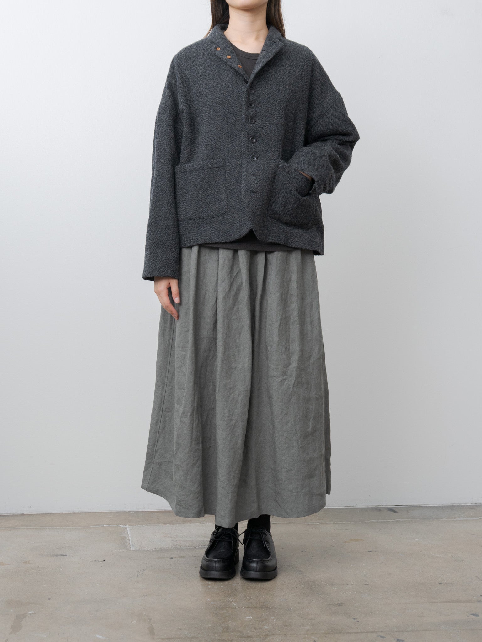 Namu Shop - Ichi Antiquites Wool Herringbone Jacket - Black
