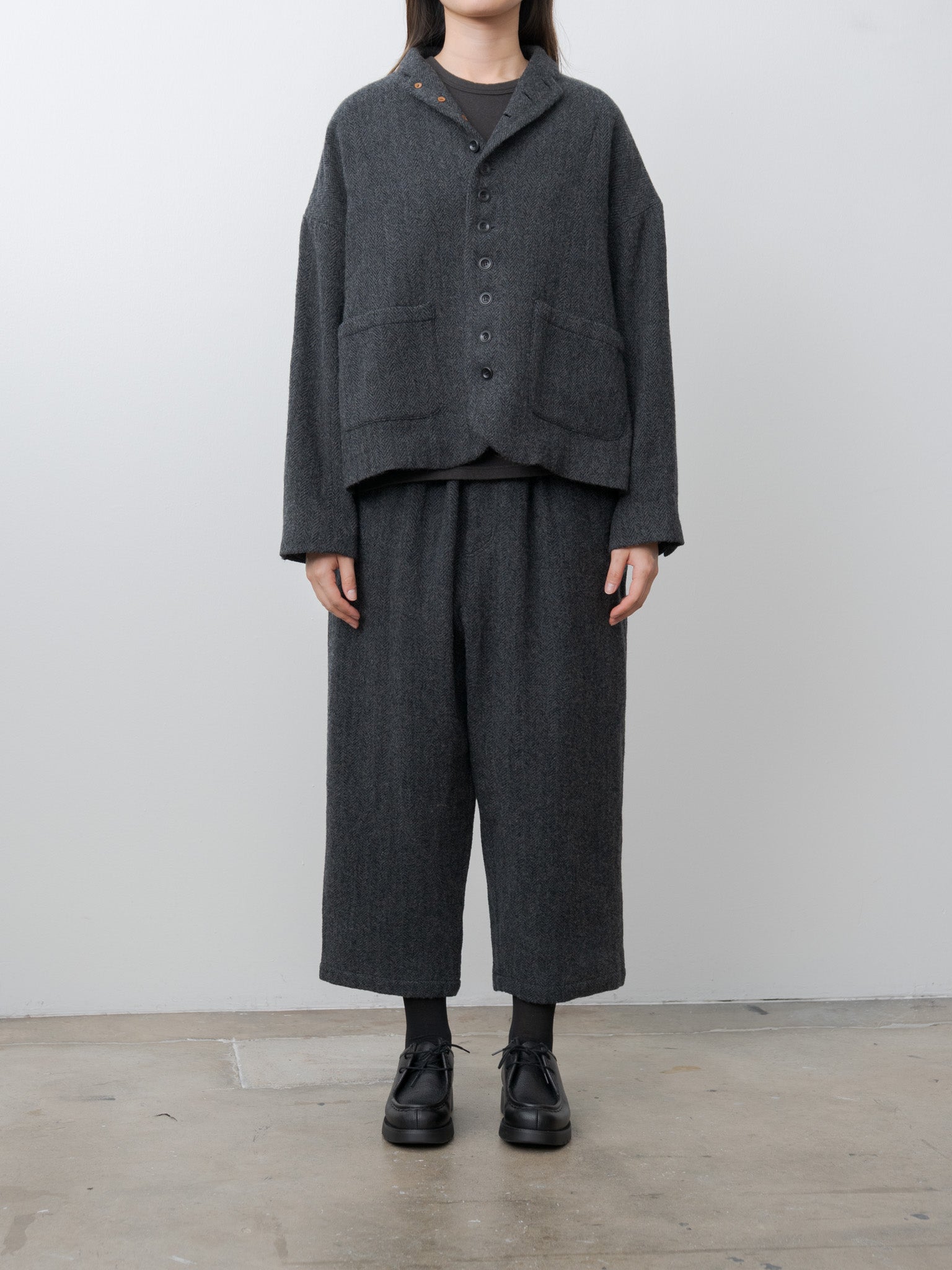 Namu Shop - Ichi Antiquites Wool Herringbone Jacket - Black