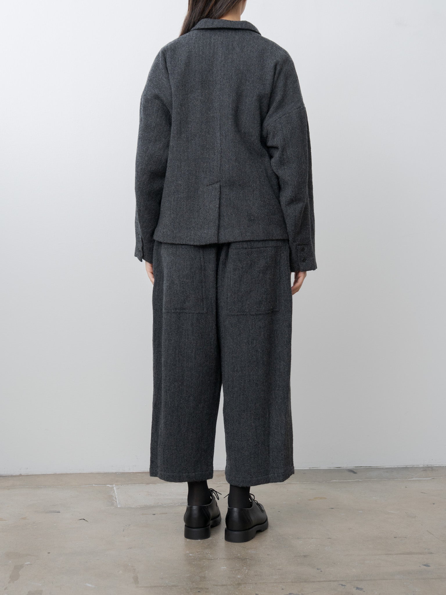 Namu Shop - Ichi Antiquites Wool Herringbone Pants - Black