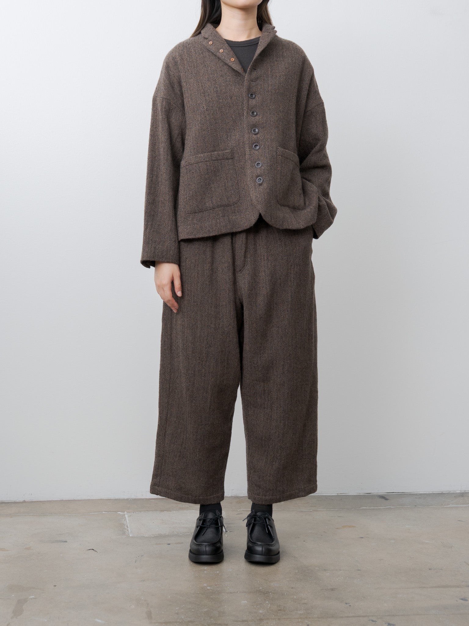 Namu Shop - Ichi Antiquites Wool Herringbone Pants - Brown