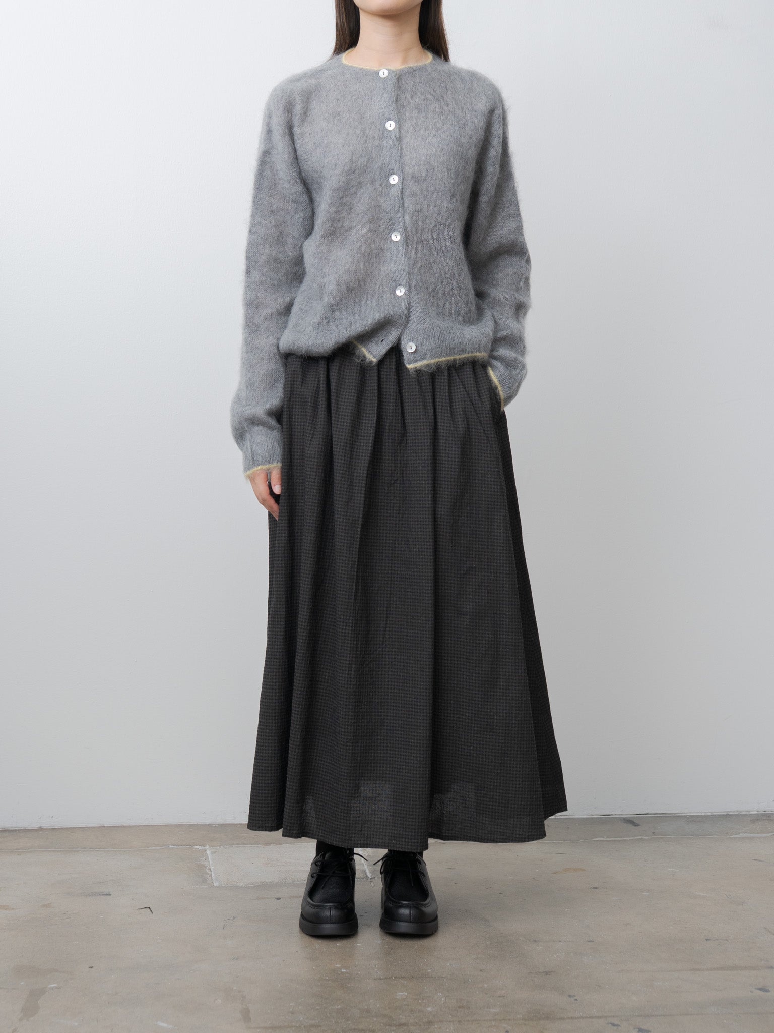 Namu Shop - Ichi Antiquites Gingham SUMI Dyed Skirt - Check