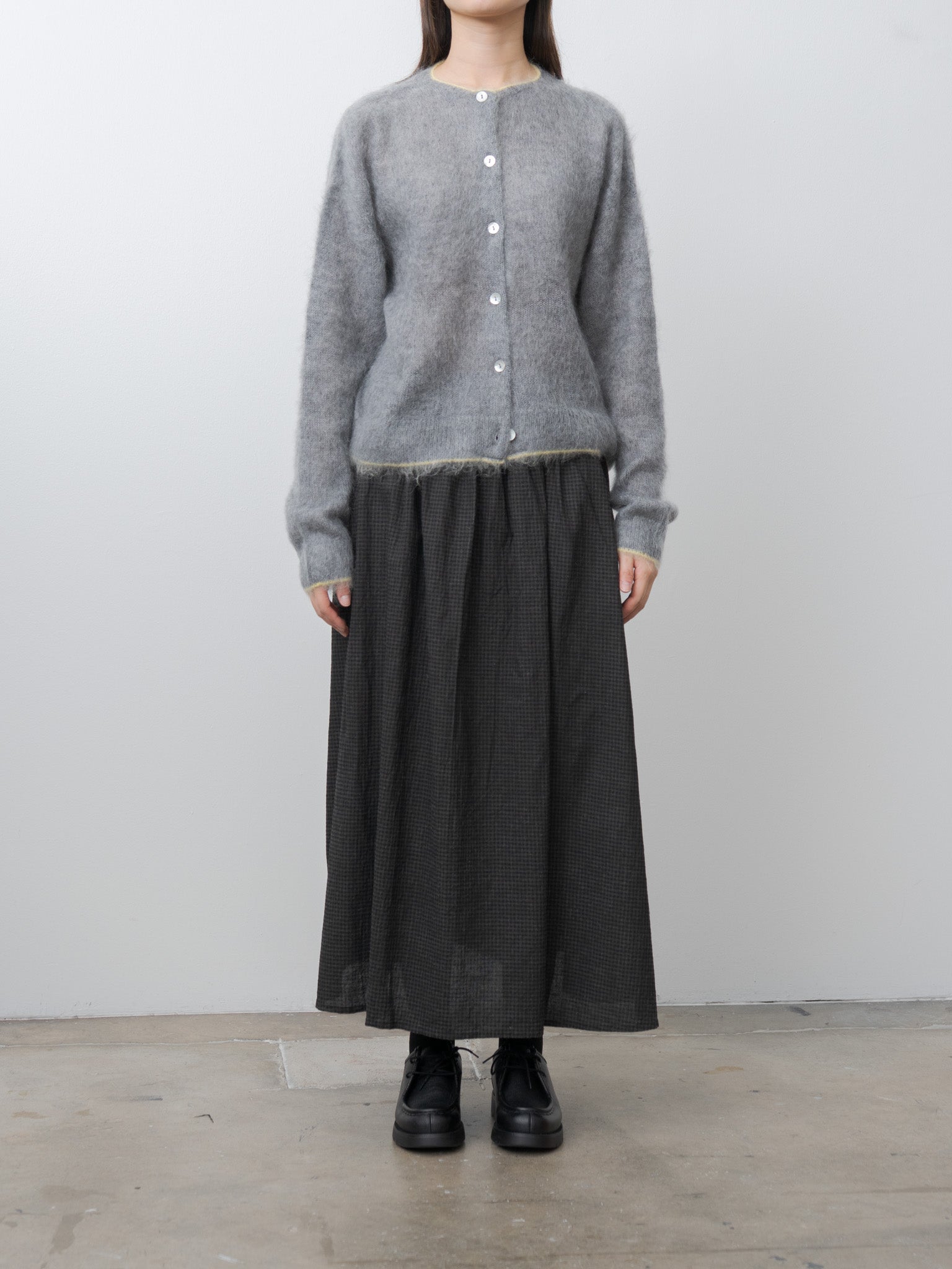 Namu Shop - Ichi Antiquites Mohair Cardigan - Gray x Yellow