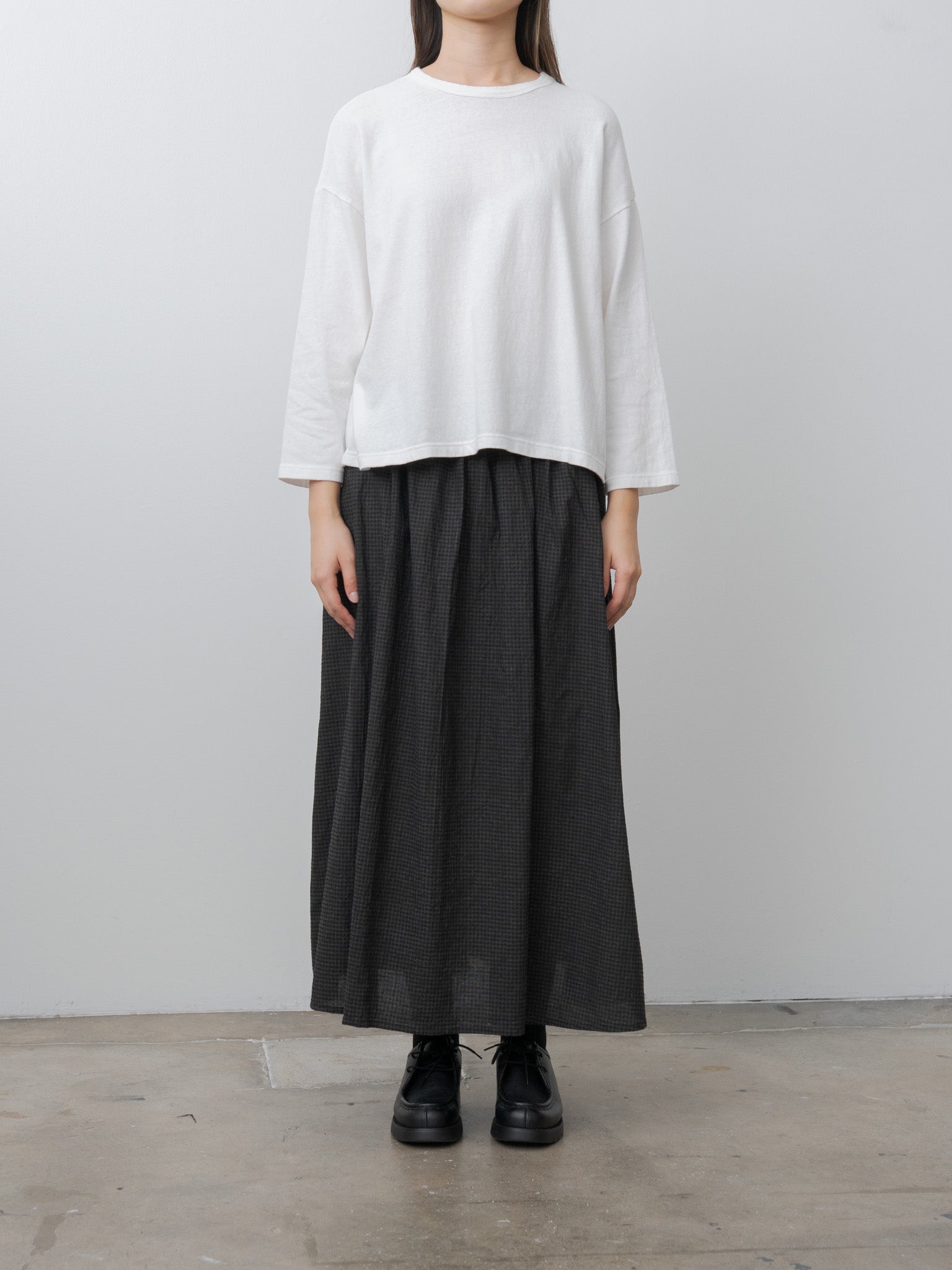 Namu Shop - Ichi Antiquites Gingham SUMI Dyed Skirt - Check