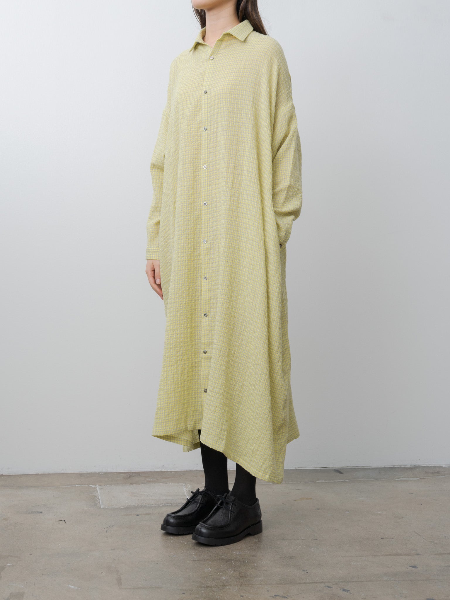 Namu Shop - Ichi Antiquites W/C Gingham Dress - Yellow x Gray