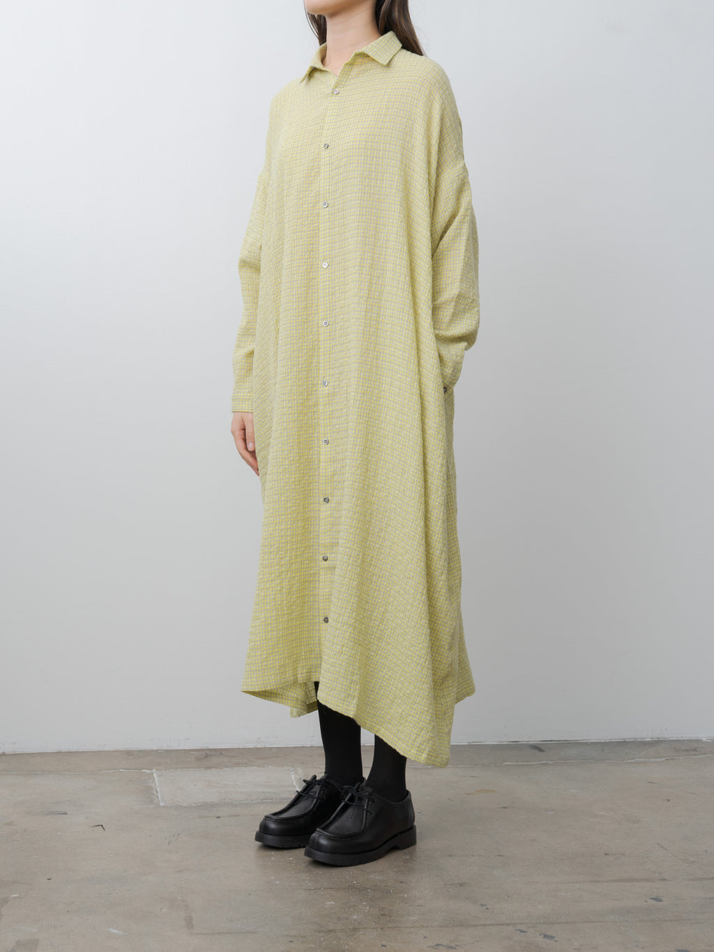 Namu Shop - Ichi Antiquites W/C Gingham Dress - Yellow x Gray