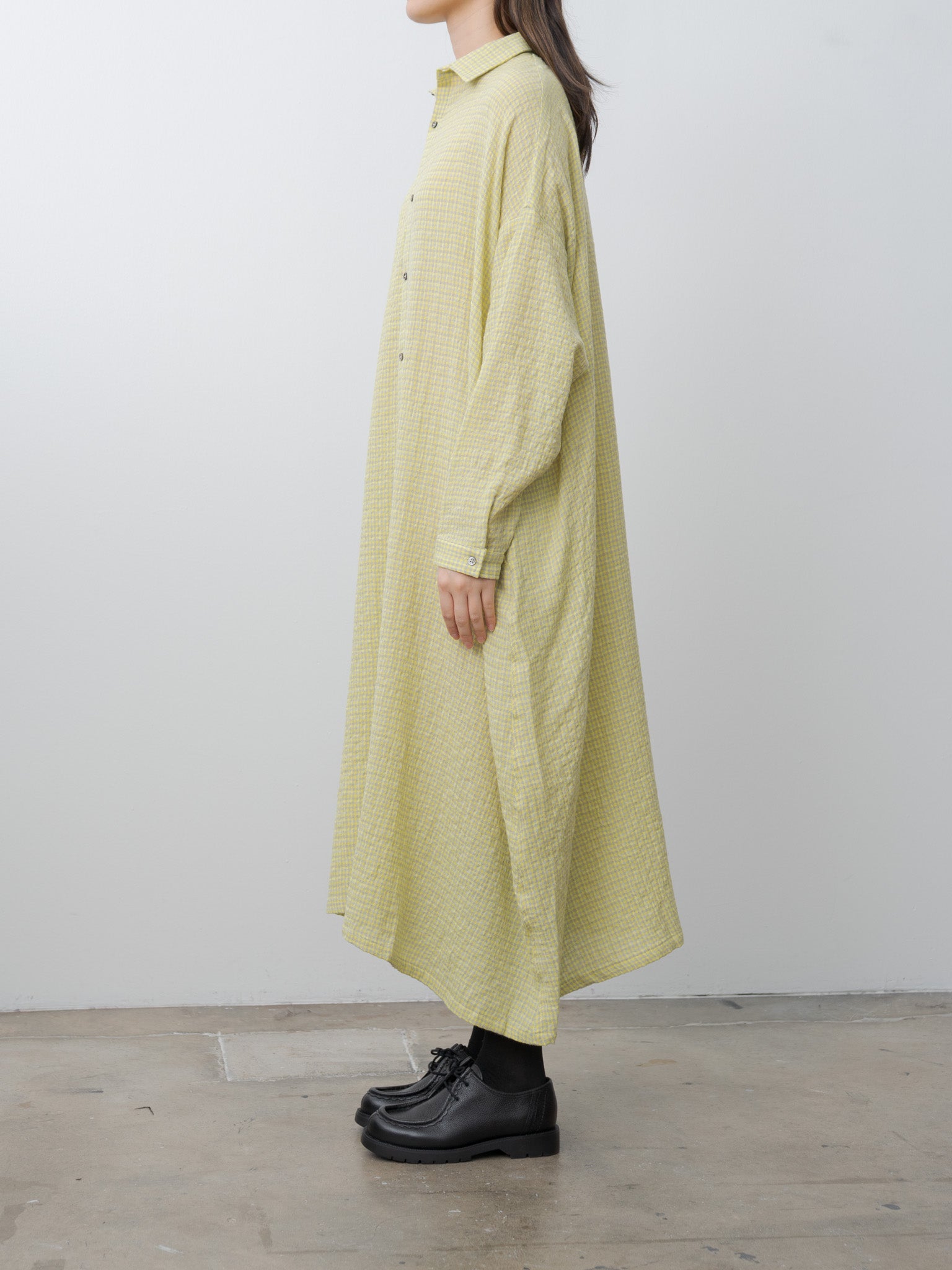 Namu Shop - Ichi Antiquites W/C Gingham Dress - Yellow x Gray