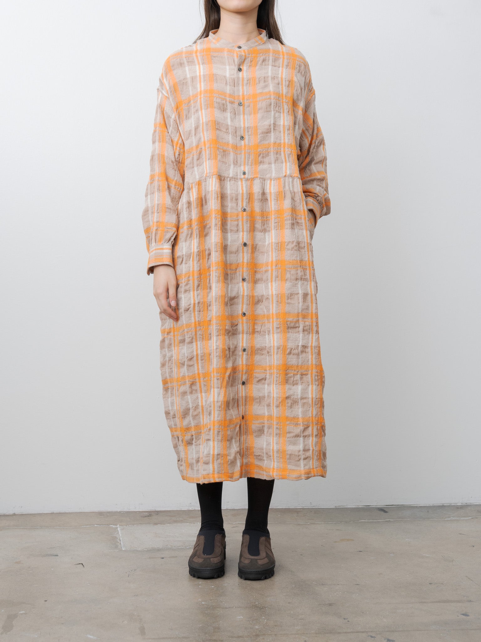 Namu Shop - Ichi Antiquites C/W Tartan Dress - Orange
