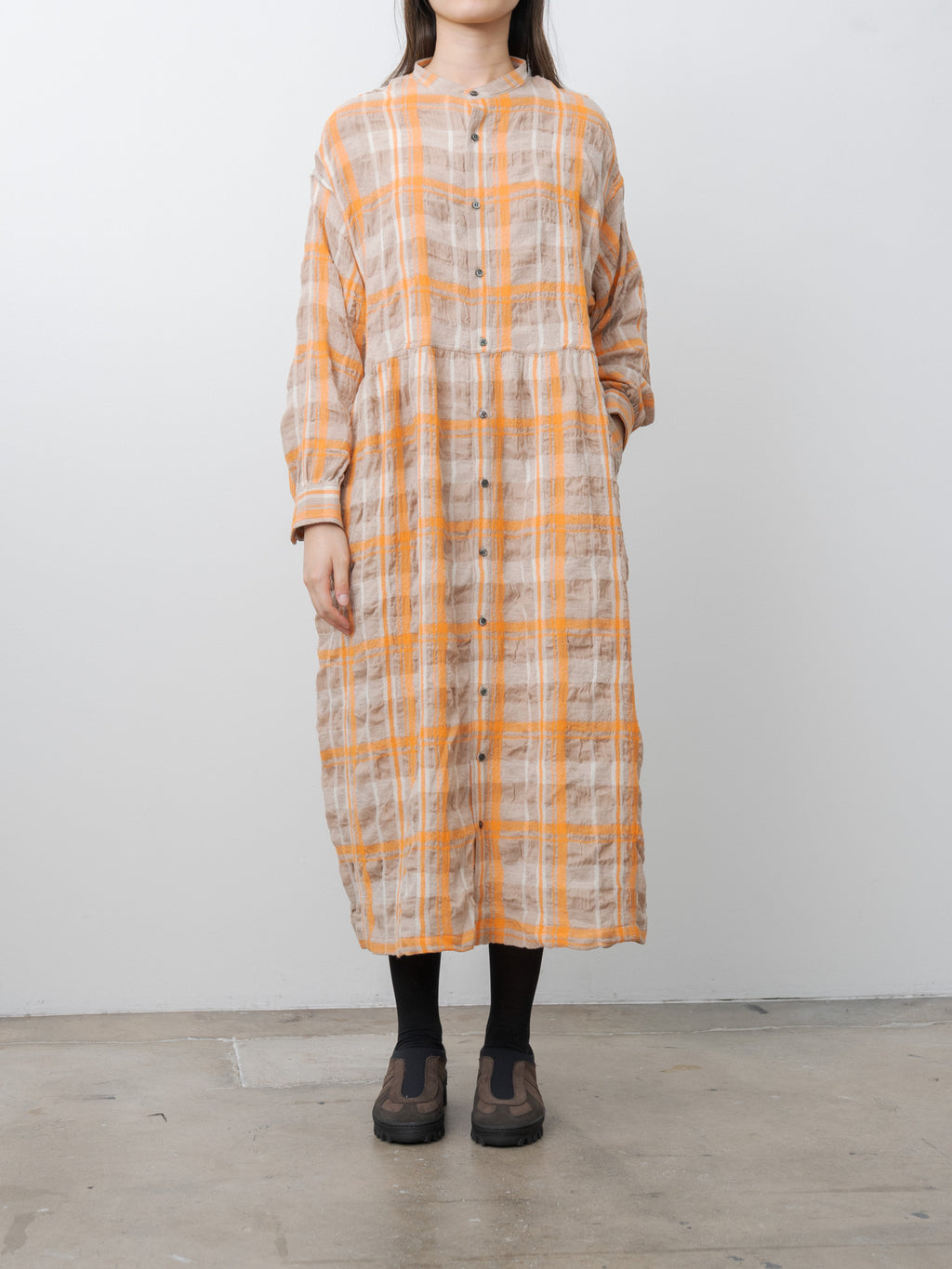Namu Shop - Ichi Antiquites C/W Tartan Dress - Orange