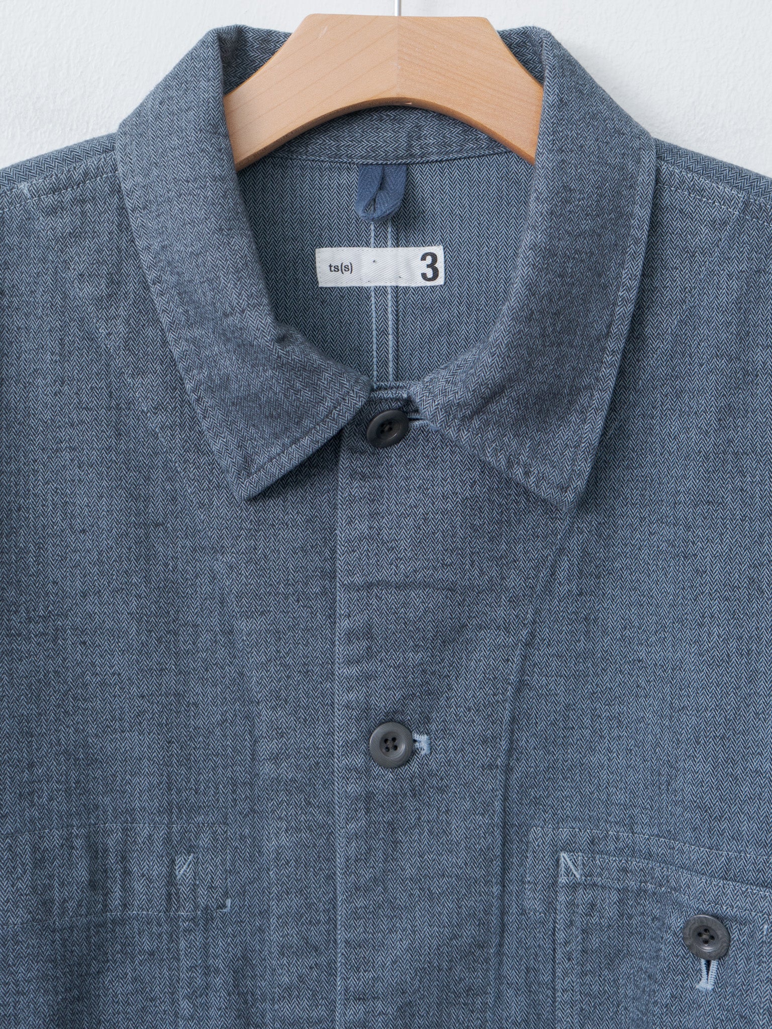 Namu Shop - ts(s) Garment Dye Woolly Finish Herringbone Cloth Coverall Jacket - Blue