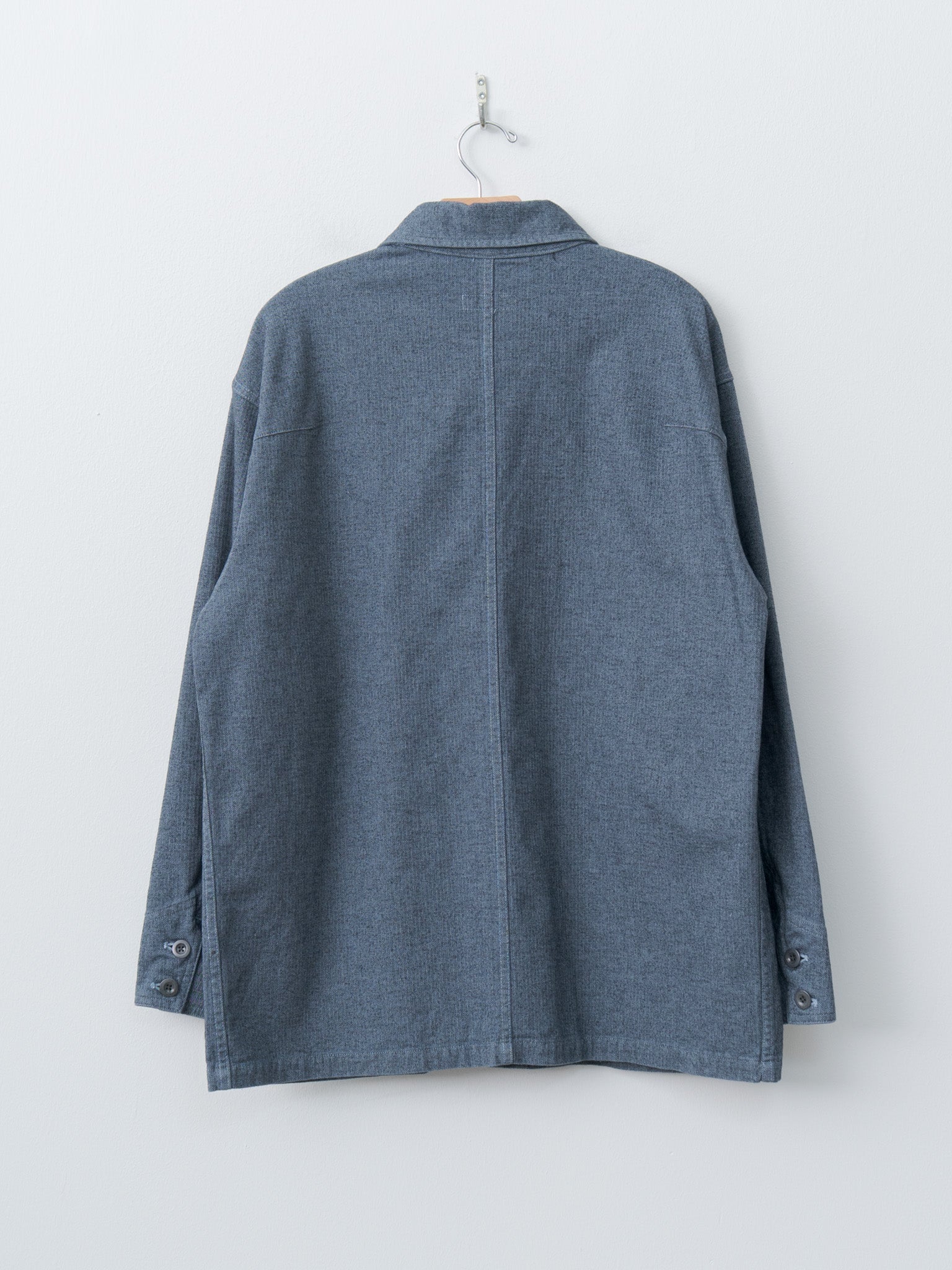 Namu Shop - ts(s) Garment Dye Woolly Finish Herringbone Cloth Coverall Jacket - Blue