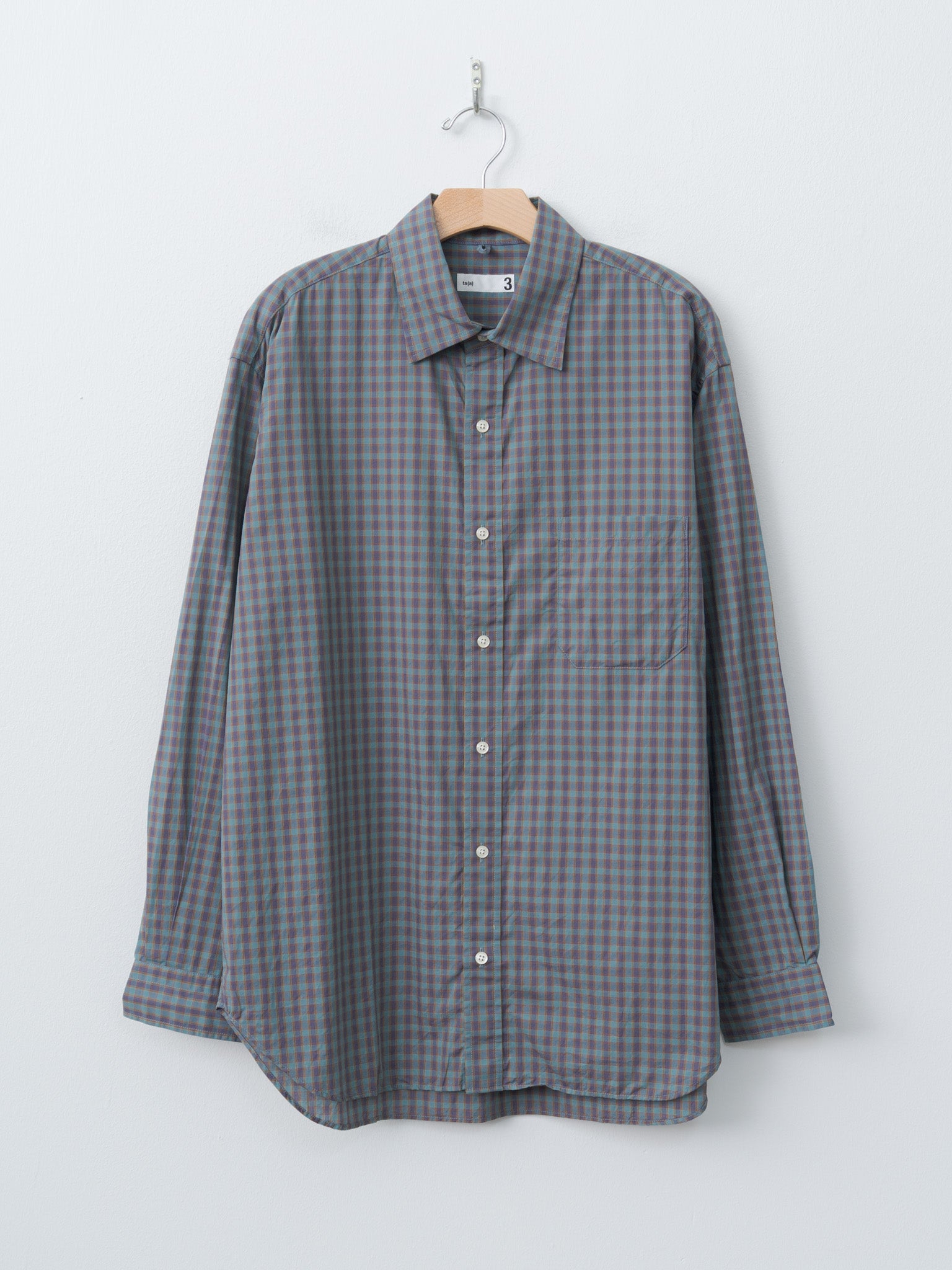 Namu Shop - ts(s) Small Plaid Organic Cotton Cloth Baggy Fit Shirt - Blue