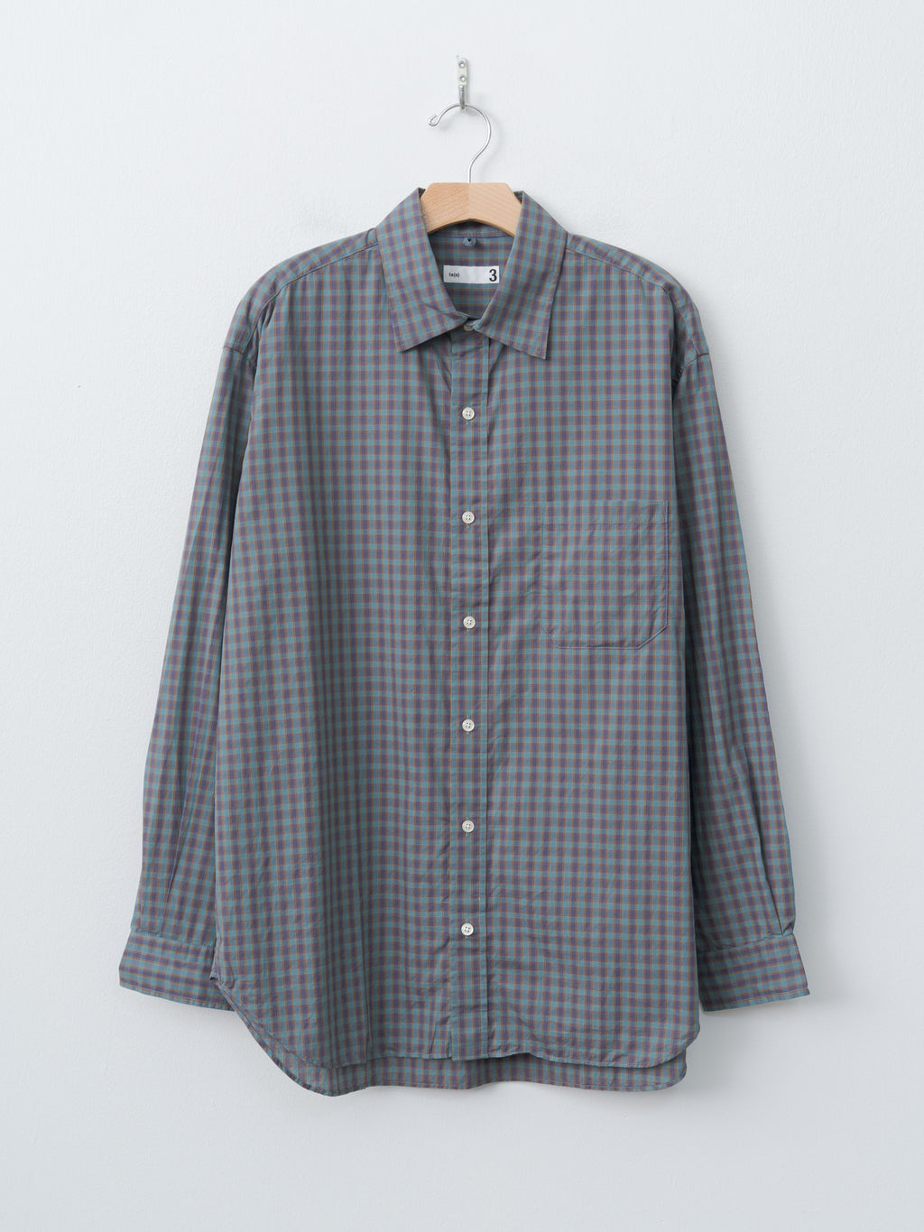 Namu Shop - ts(s) Small Plaid Organic Cotton Cloth Baggy Fit Shirt - Blue