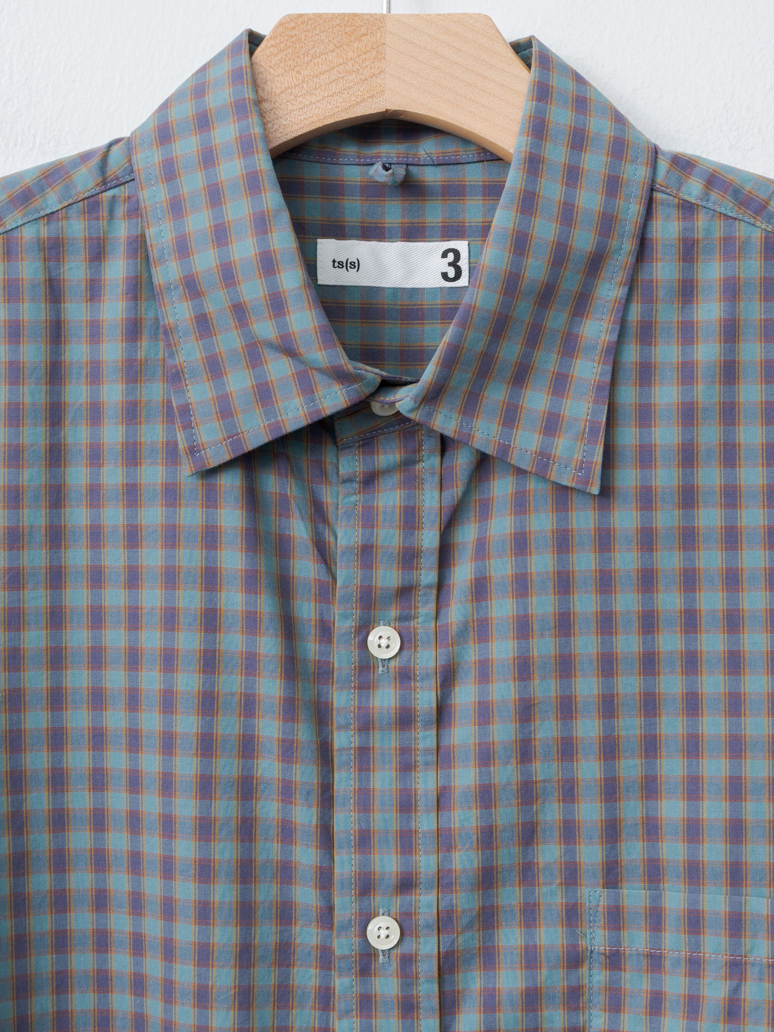 Namu Shop - ts(s) Small Plaid Organic Cotton Cloth Baggy Fit Shirt - Blue