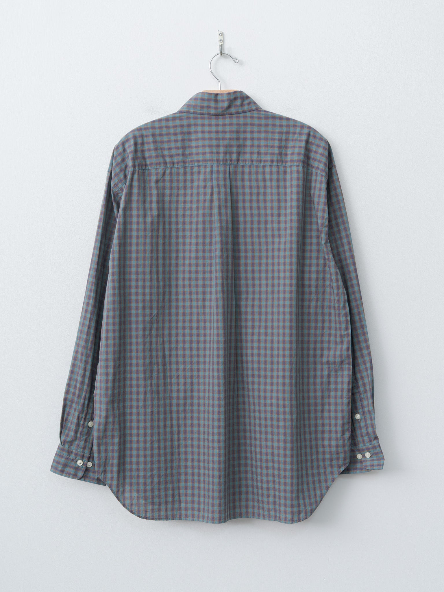 Namu Shop - ts(s) Small Plaid Organic Cotton Cloth Baggy Fit Shirt - Blue