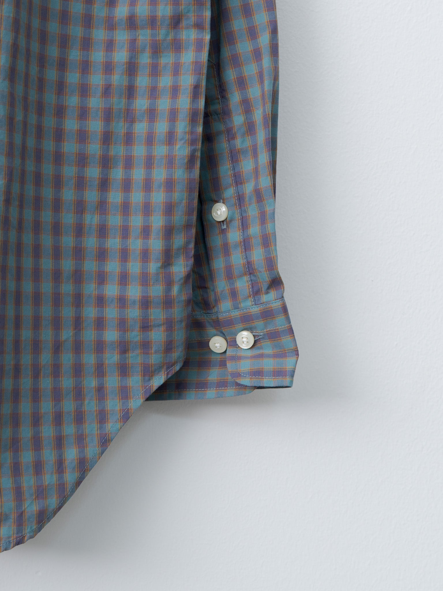 Namu Shop - ts(s) Small Plaid Organic Cotton Cloth Baggy Fit Shirt - Blue