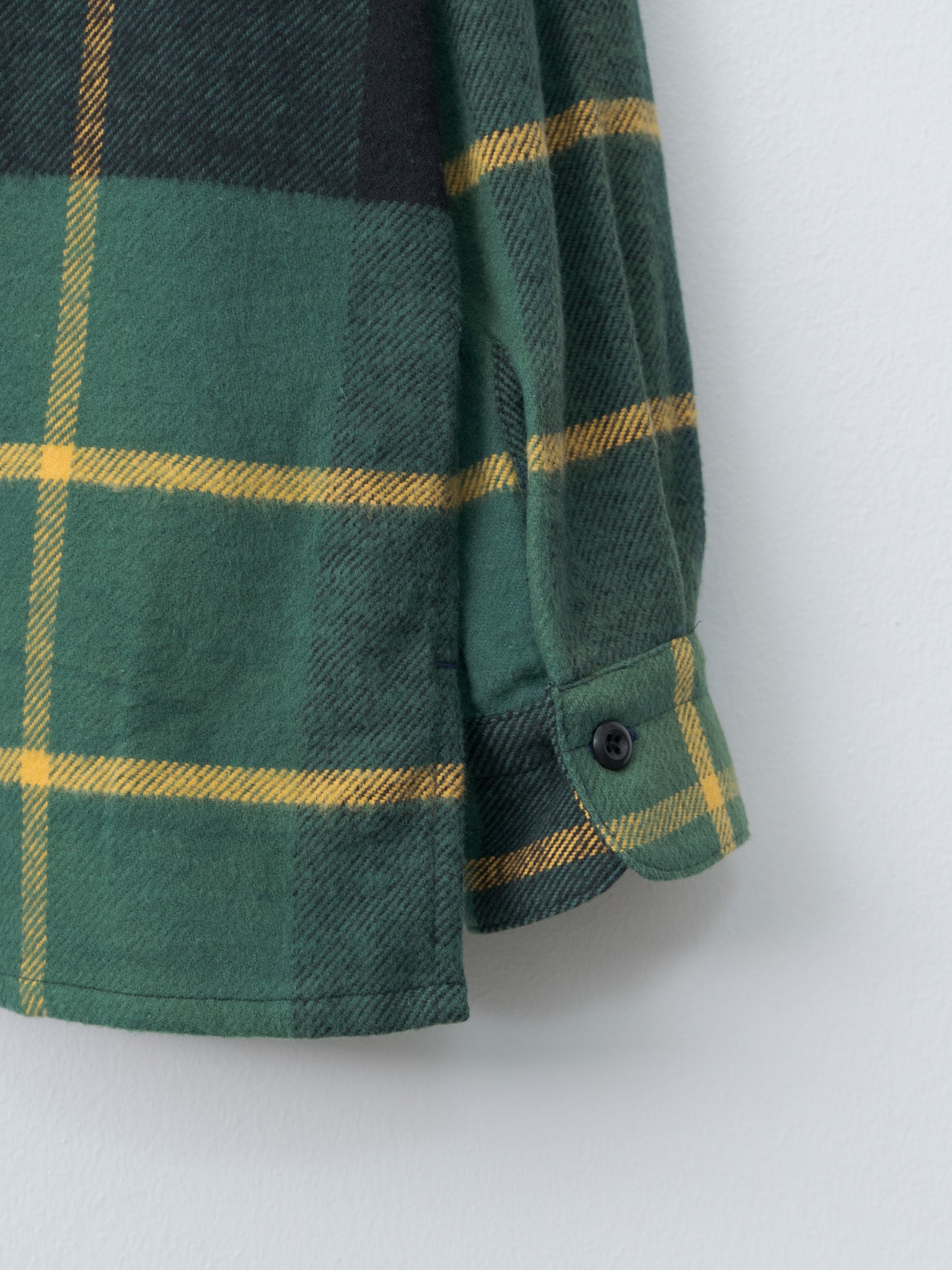Namu Shop - ts(s) Large Tartan Plaid Cotton Flannel Twill Round Flap Pocket Baggy Shirt - Navy