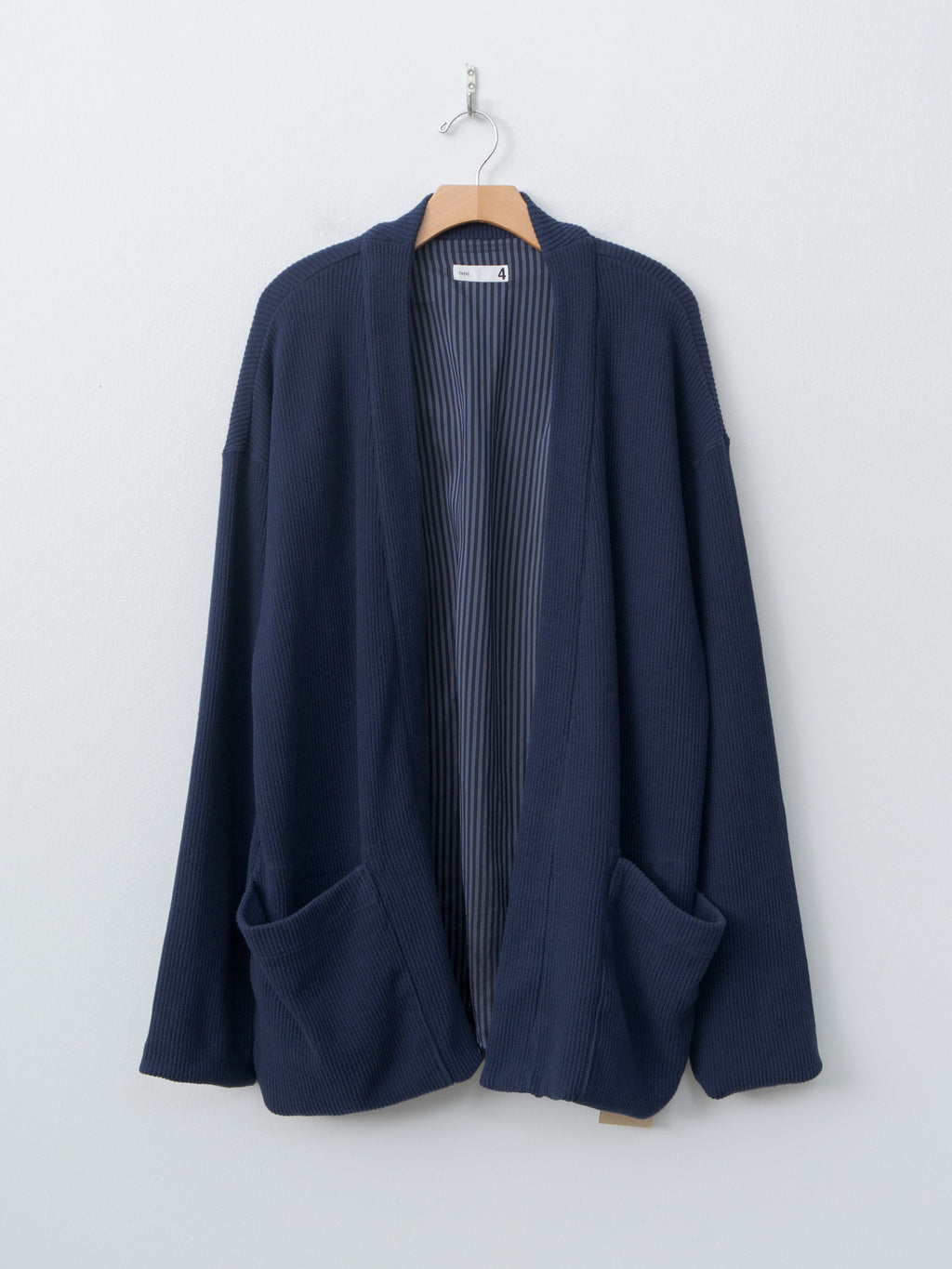 Namu Shop - ts(s) Rib Stitch Cotton Jersey Lined Easy Cardigan - Navy