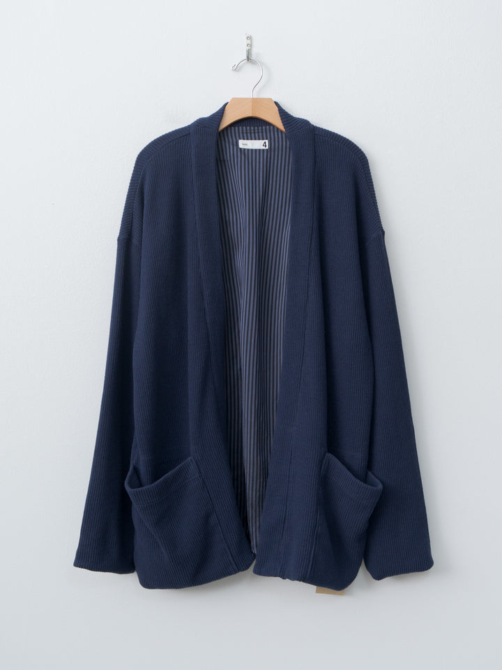 Namu Shop - ts(s) Rib Stitch Cotton Jersey Lined Easy Cardigan - Navy