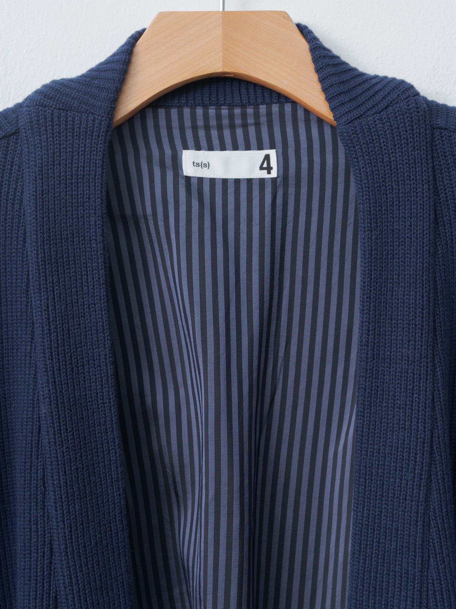 Namu Shop - ts(s) Rib Stitch Cotton Jersey Lined Easy Cardigan - Navy