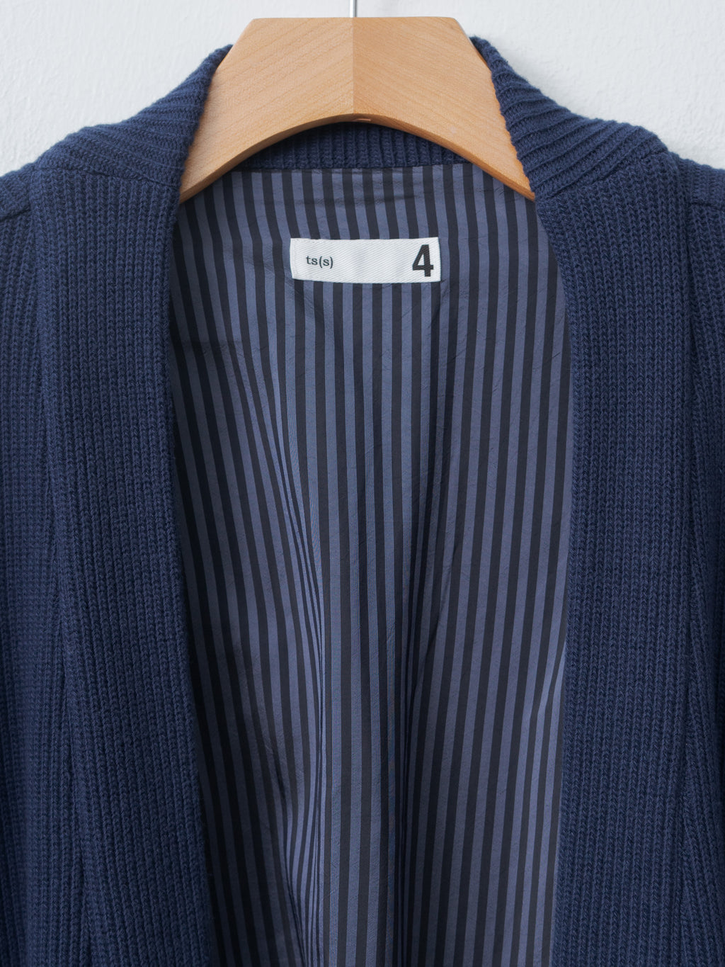 Namu Shop - ts(s) Rib Stitch Cotton Jersey Lined Easy Cardigan - Navy