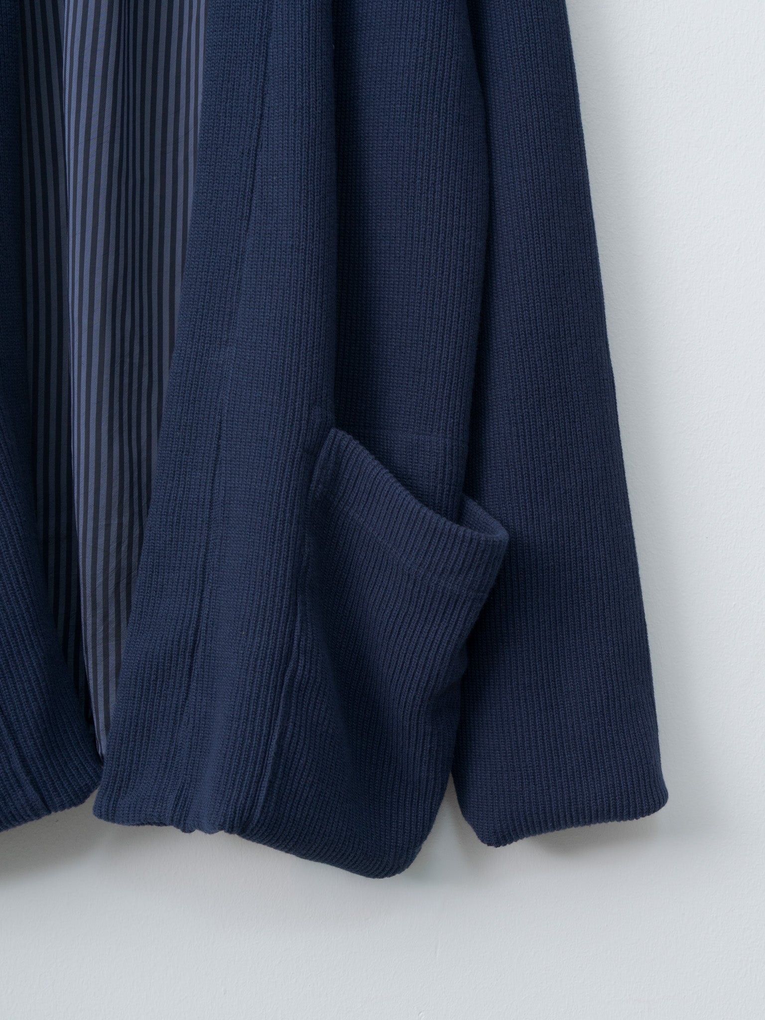 Namu Shop - ts(s) Rib Stitch Cotton Jersey Lined Easy Cardigan - Navy