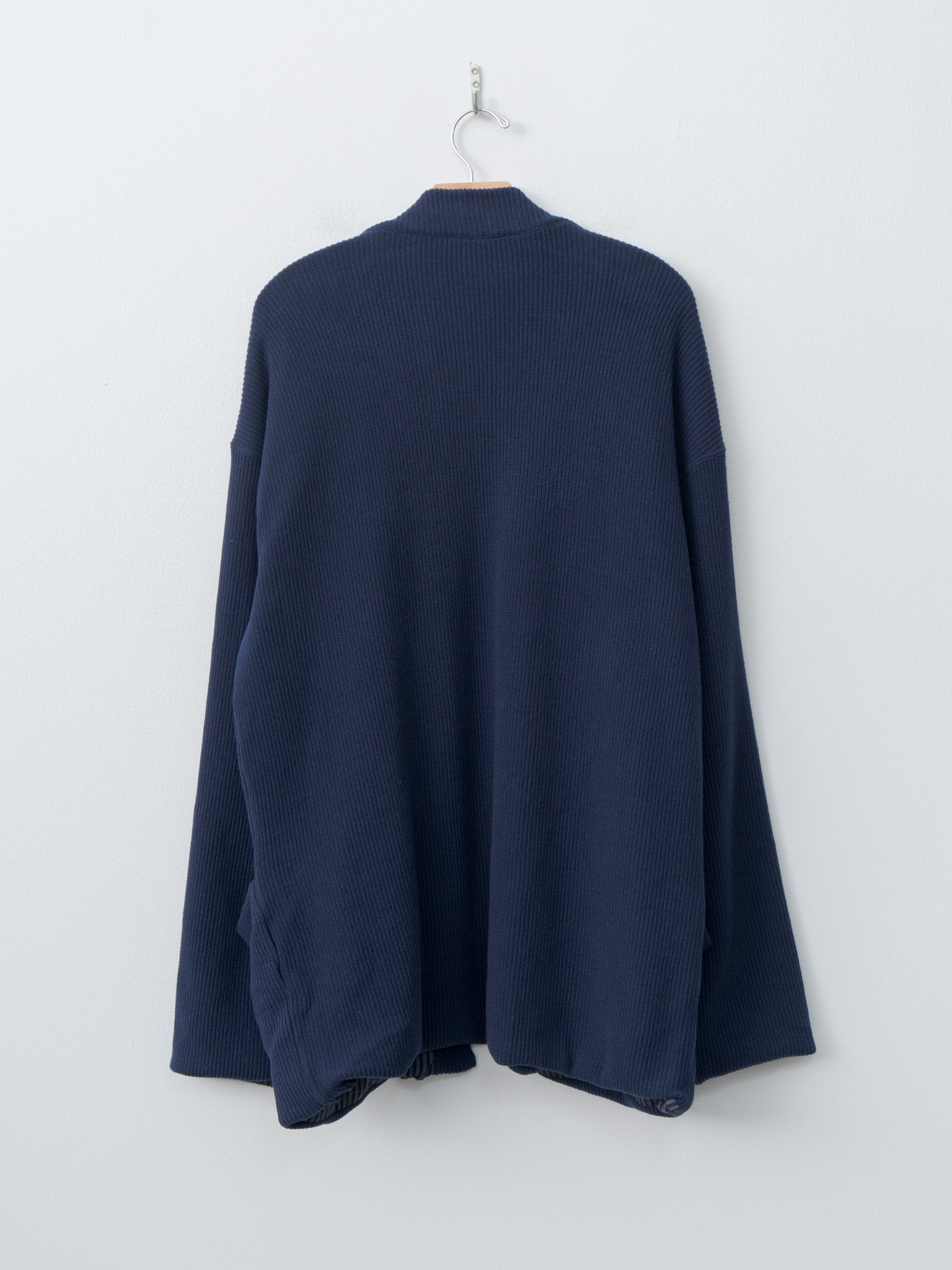 Namu Shop - ts(s) Rib Stitch Cotton Jersey Lined Easy Cardigan - Navy
