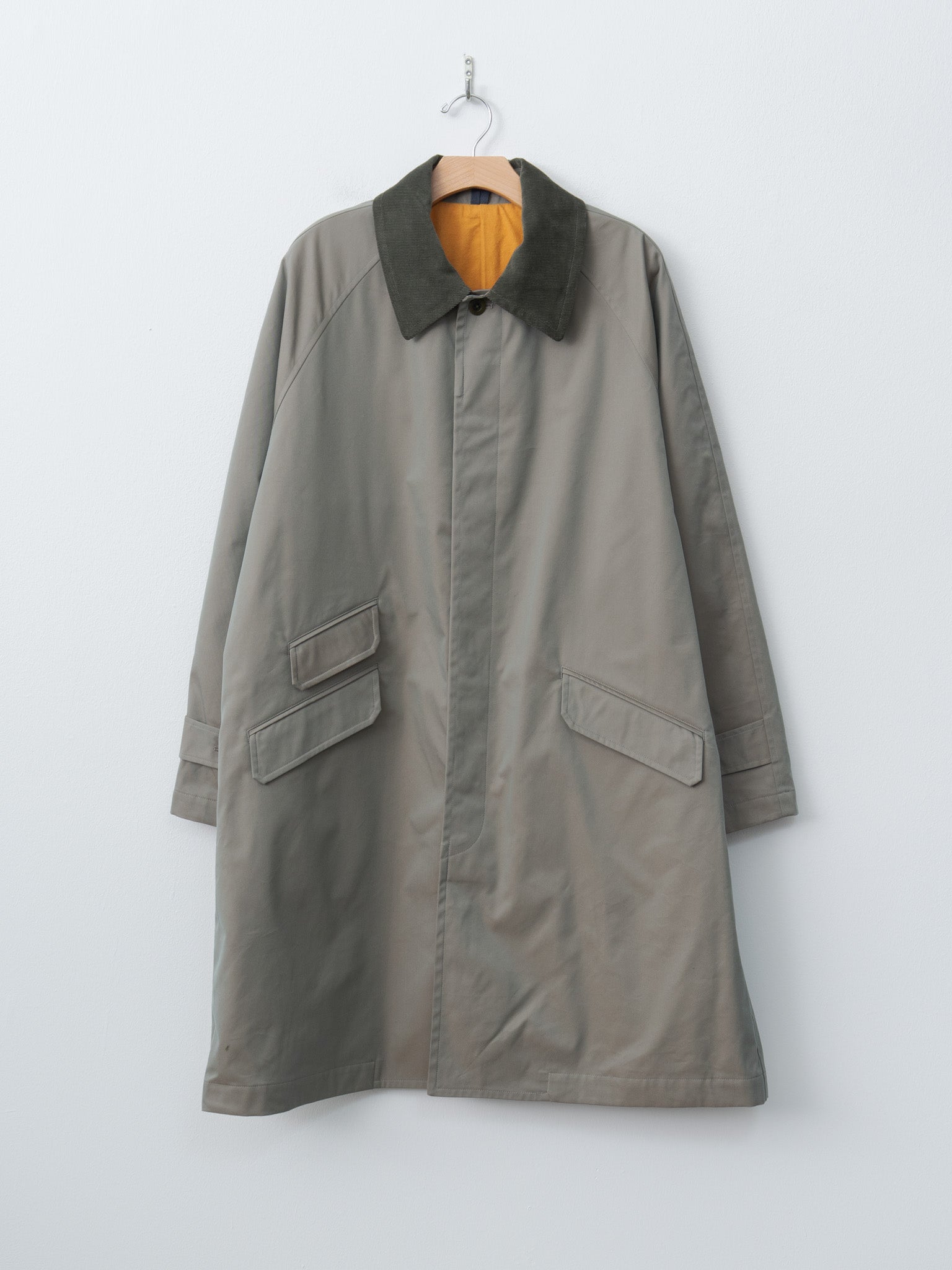 Namu Shop - ts(s) Cotton SOLOTEX Poly Chambray Stretch Twill Cloth Fly Front Raglan Sleeve Coat - Olive