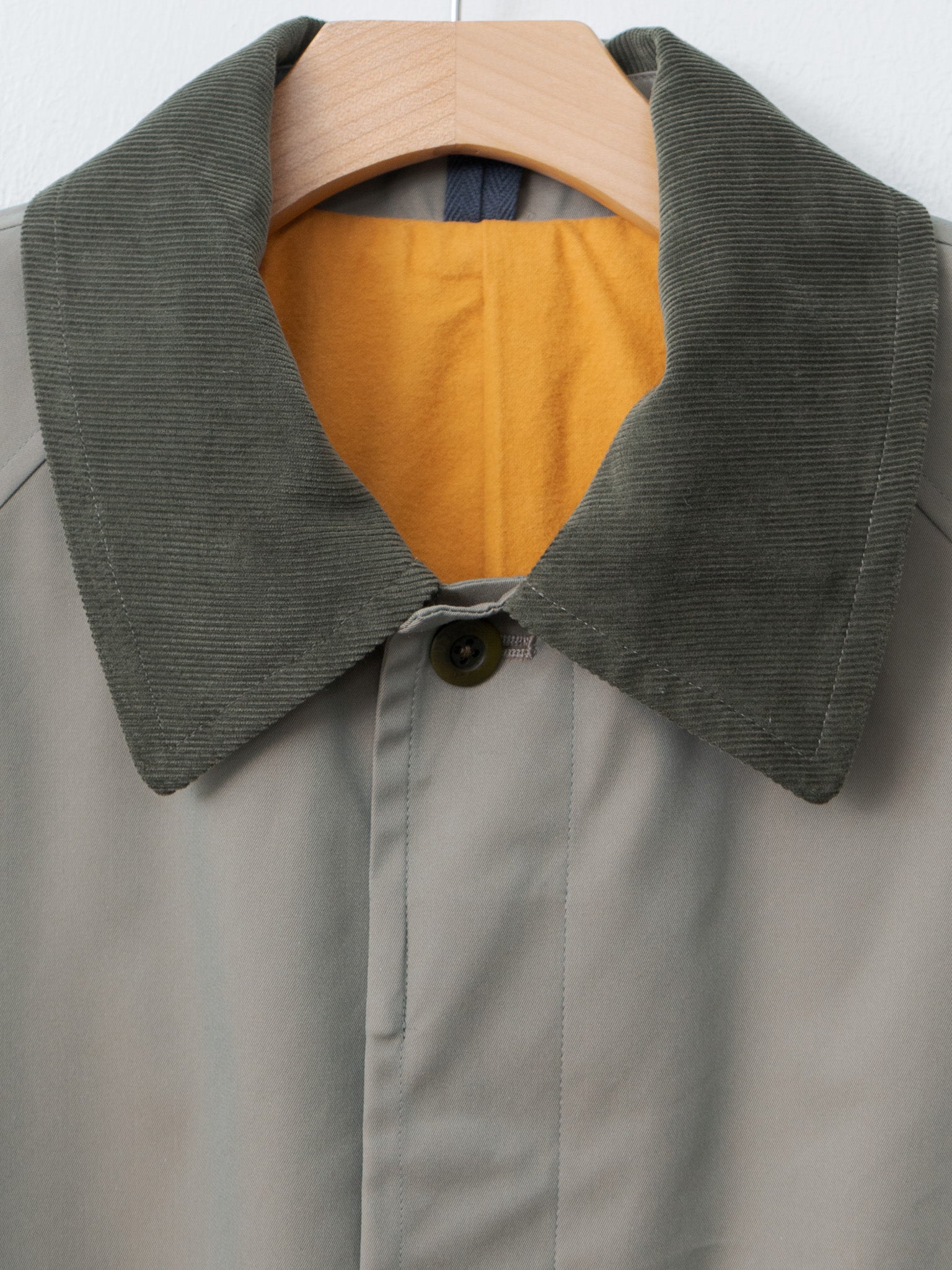 Namu Shop - ts(s) Cotton SOLOTEX Poly Chambray Stretch Twill Cloth Fly Front Raglan Sleeve Coat - Olive