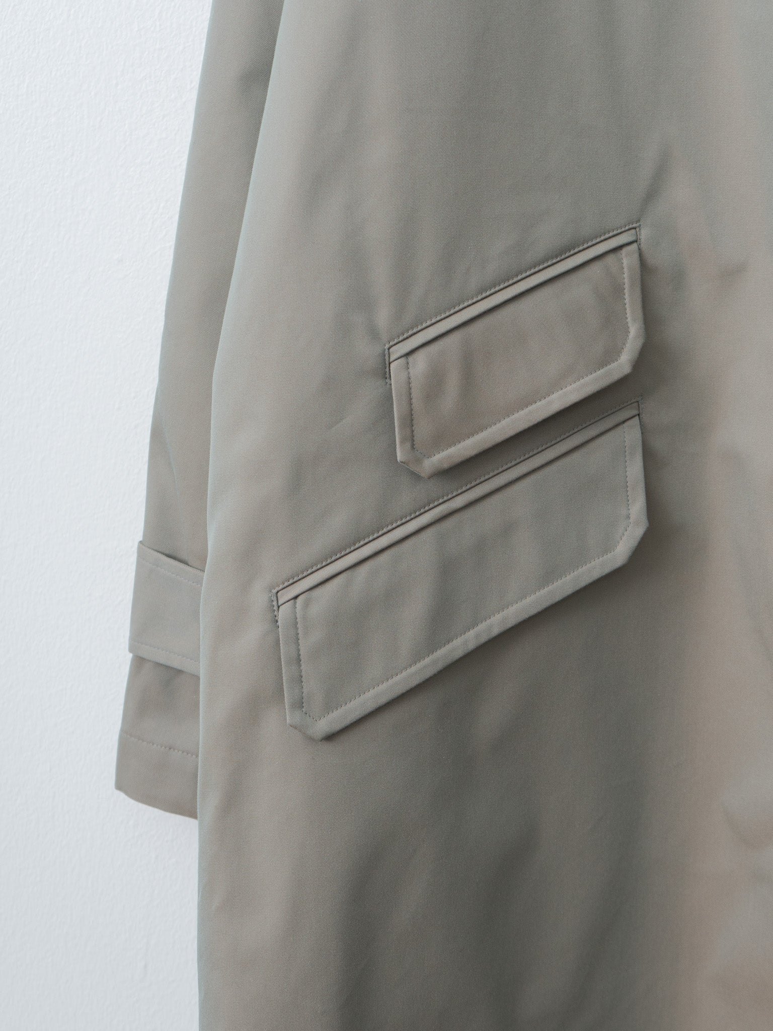 Namu Shop - ts(s) Cotton SOLOTEX Poly Chambray Stretch Twill Cloth Fly Front Raglan Sleeve Coat - Olive