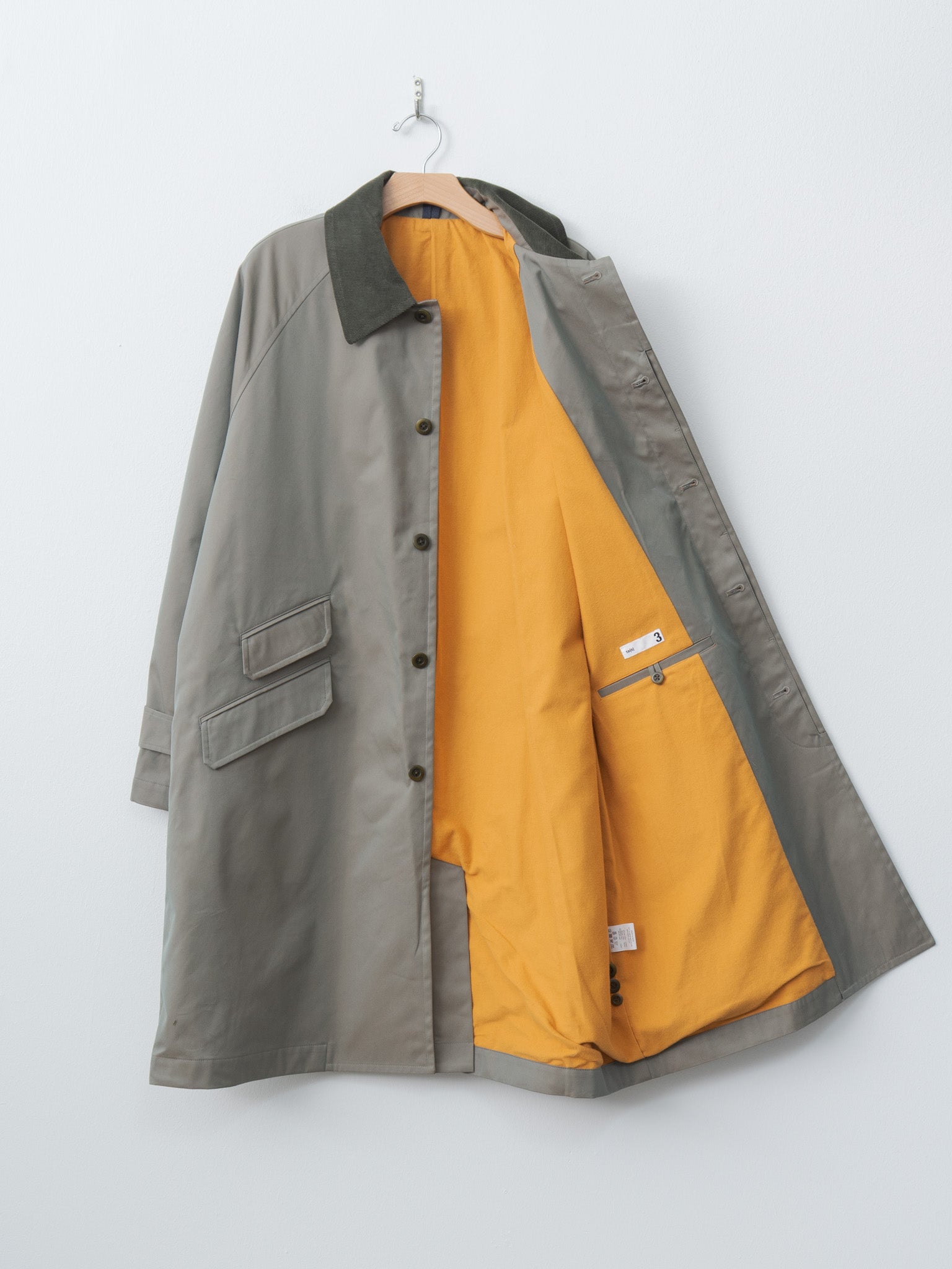 Namu Shop - ts(s) Cotton SOLOTEX Poly Chambray Stretch Twill Cloth Fly Front Raglan Sleeve Coat - Olive
