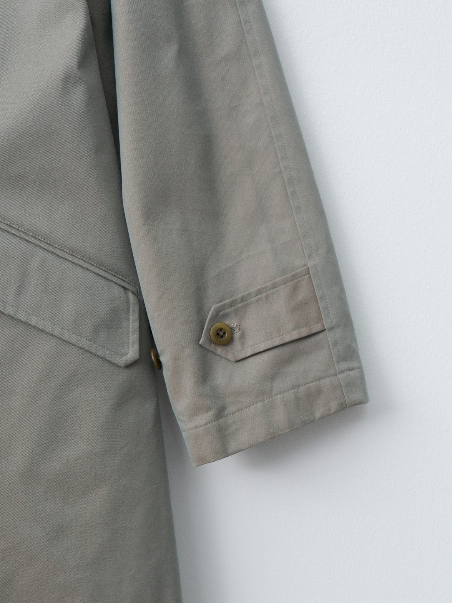 Namu Shop - ts(s) Cotton SOLOTEX Poly Chambray Stretch Twill Cloth Fly Front Raglan Sleeve Coat - Olive