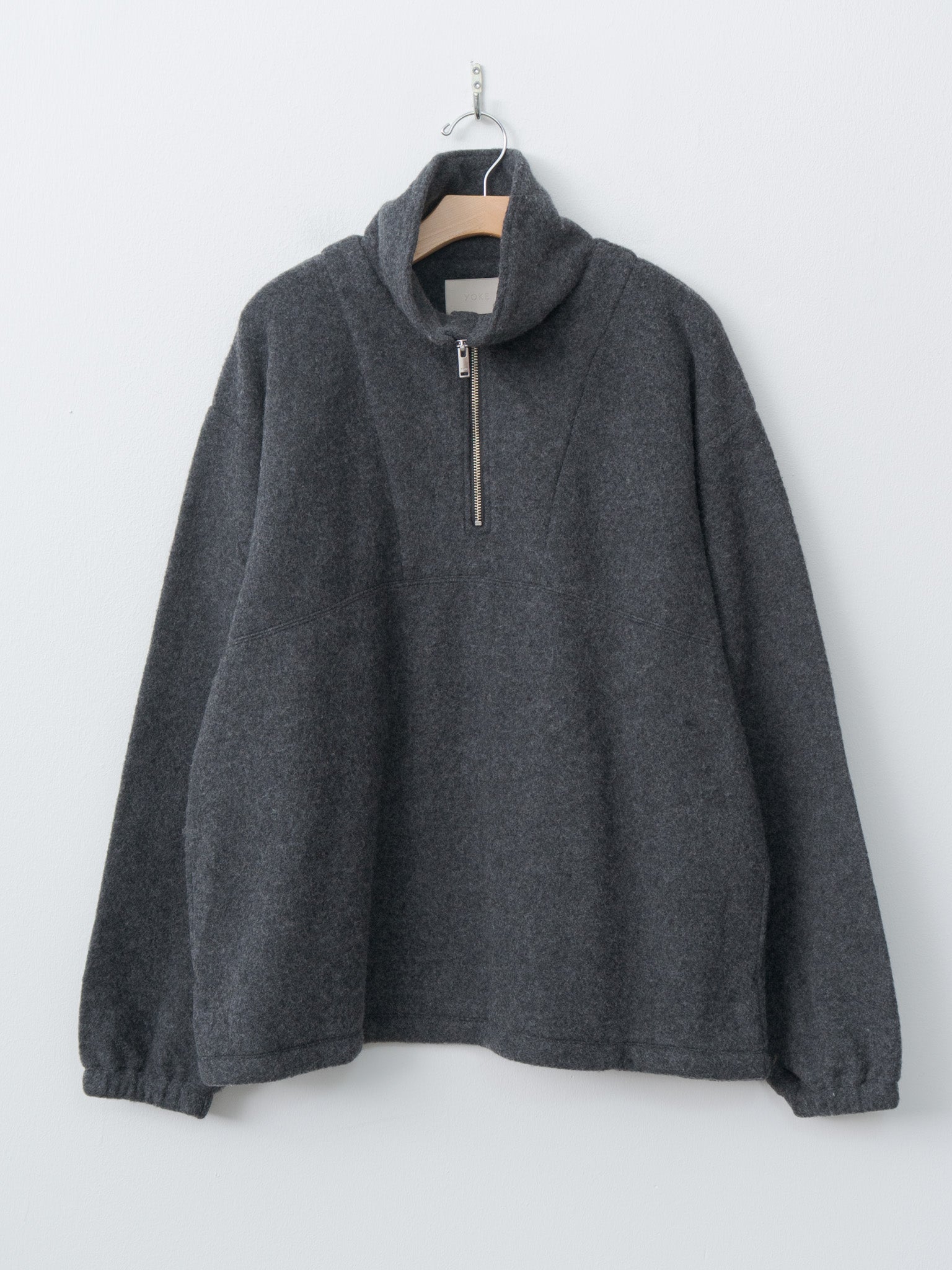 Namu Shop - Yoke Wool Fleece Half Zip Pullover - Charcoal
